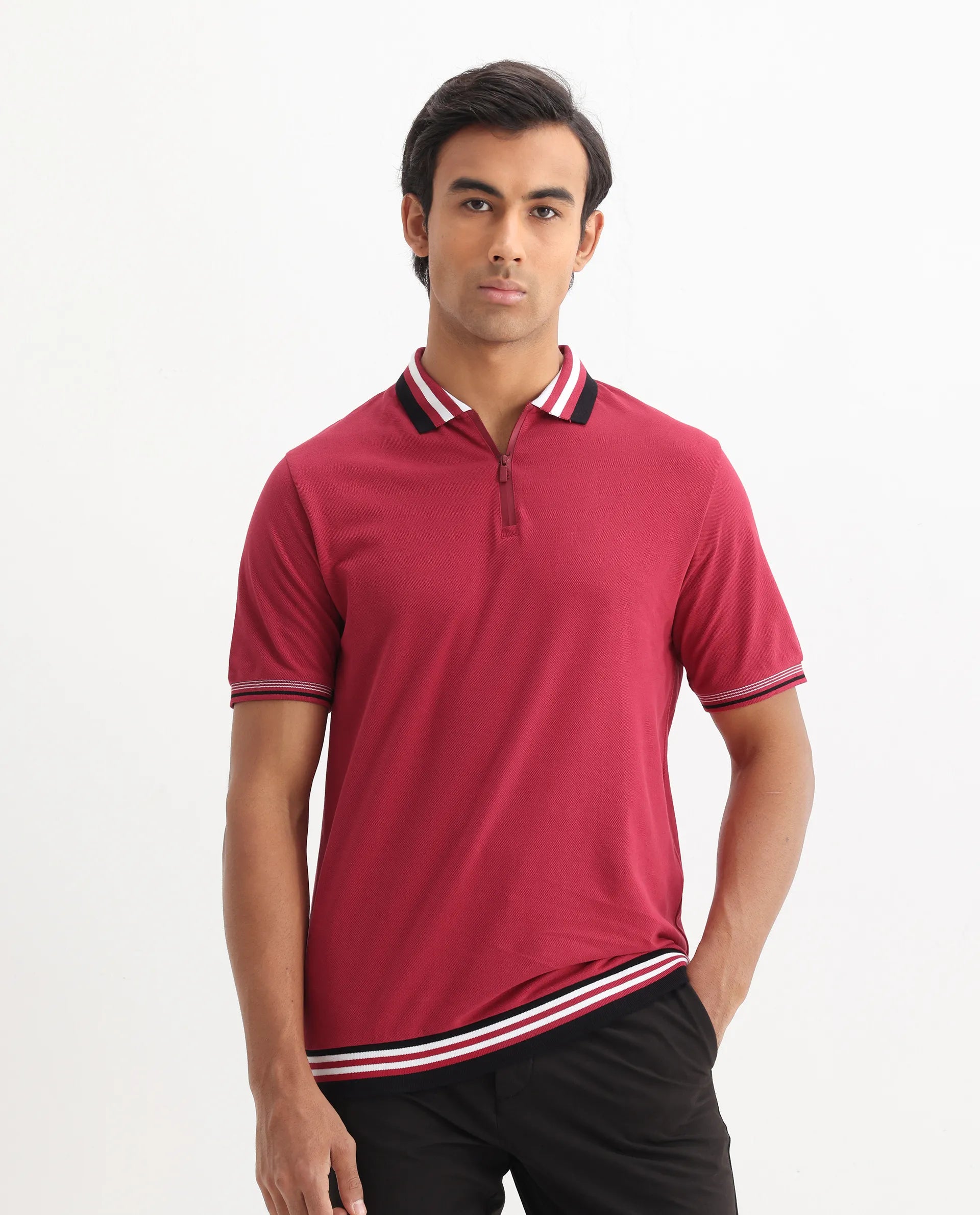 Rare Rabbit Men's Cotton Plain Regular Fit Half Sleeve Polo