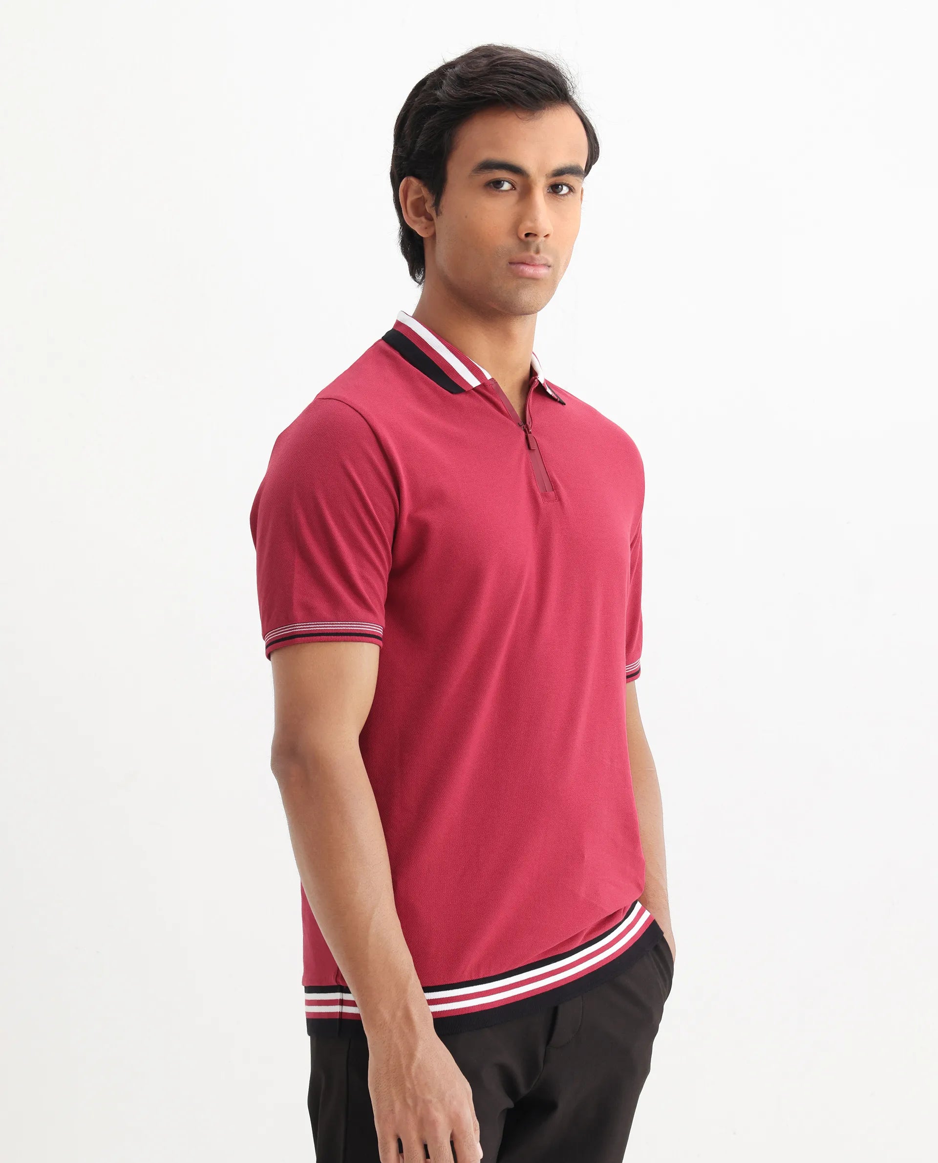 Rare Rabbit Men's Cotton Plain Regular Fit Half Sleeve Polo