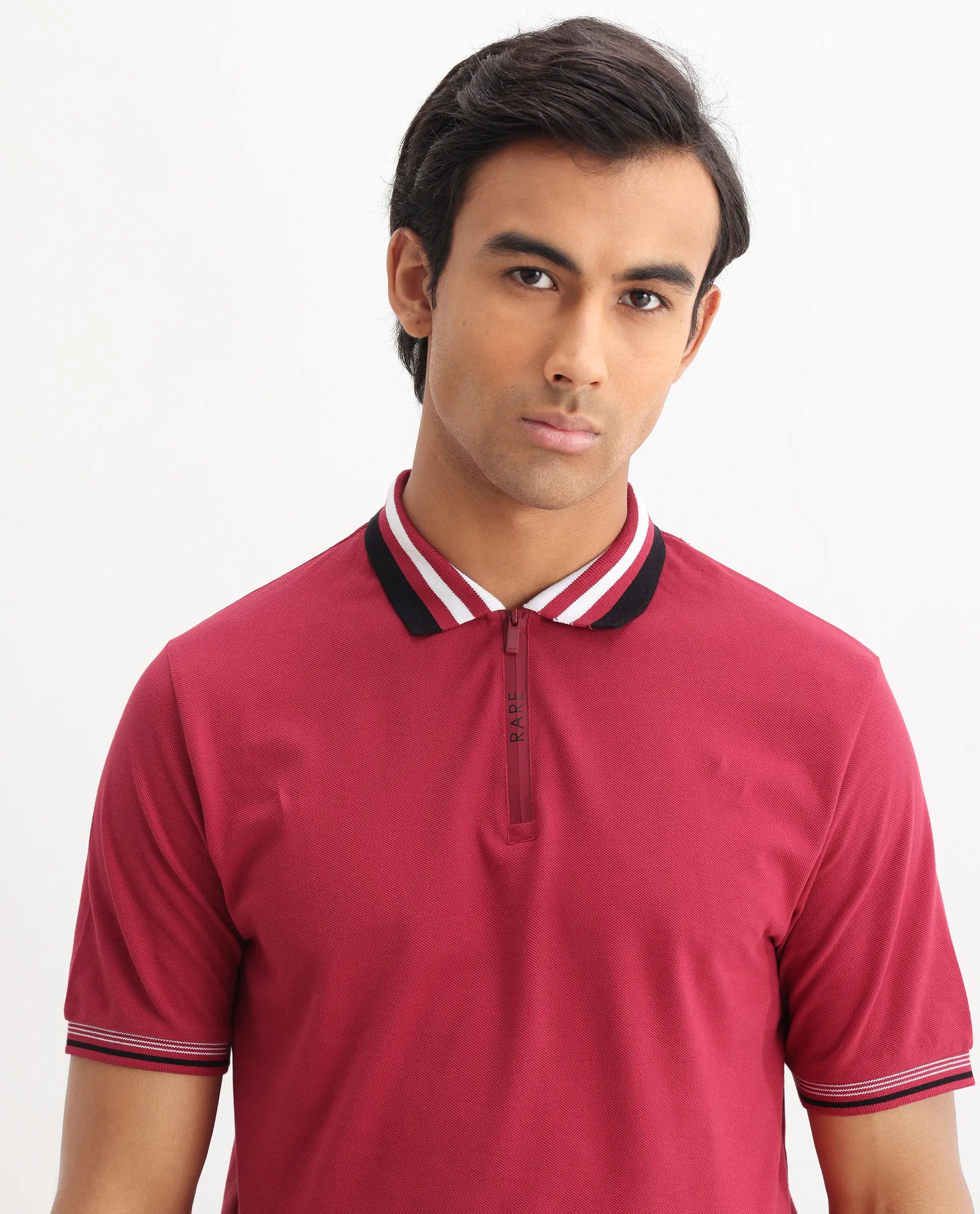 Rare Rabbit Men's Cotton Plain Regular Fit Half Sleeve Polo