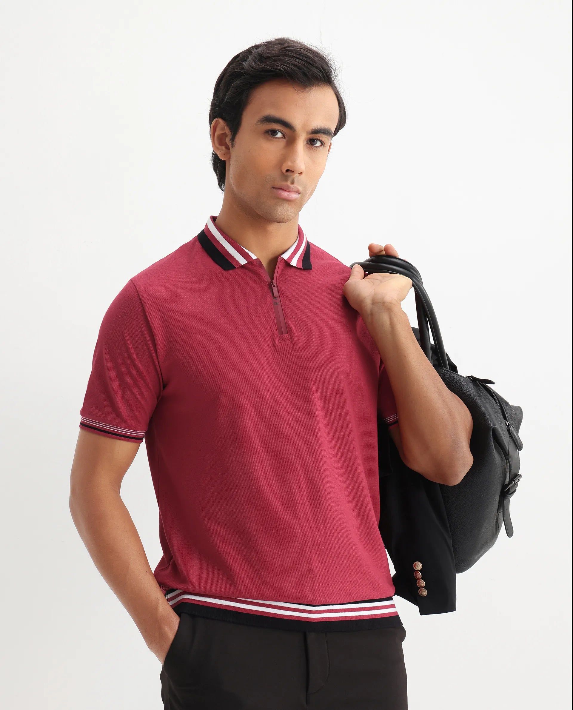 Rare Rabbit Men's Cotton Plain Regular Fit Half Sleeve Polo