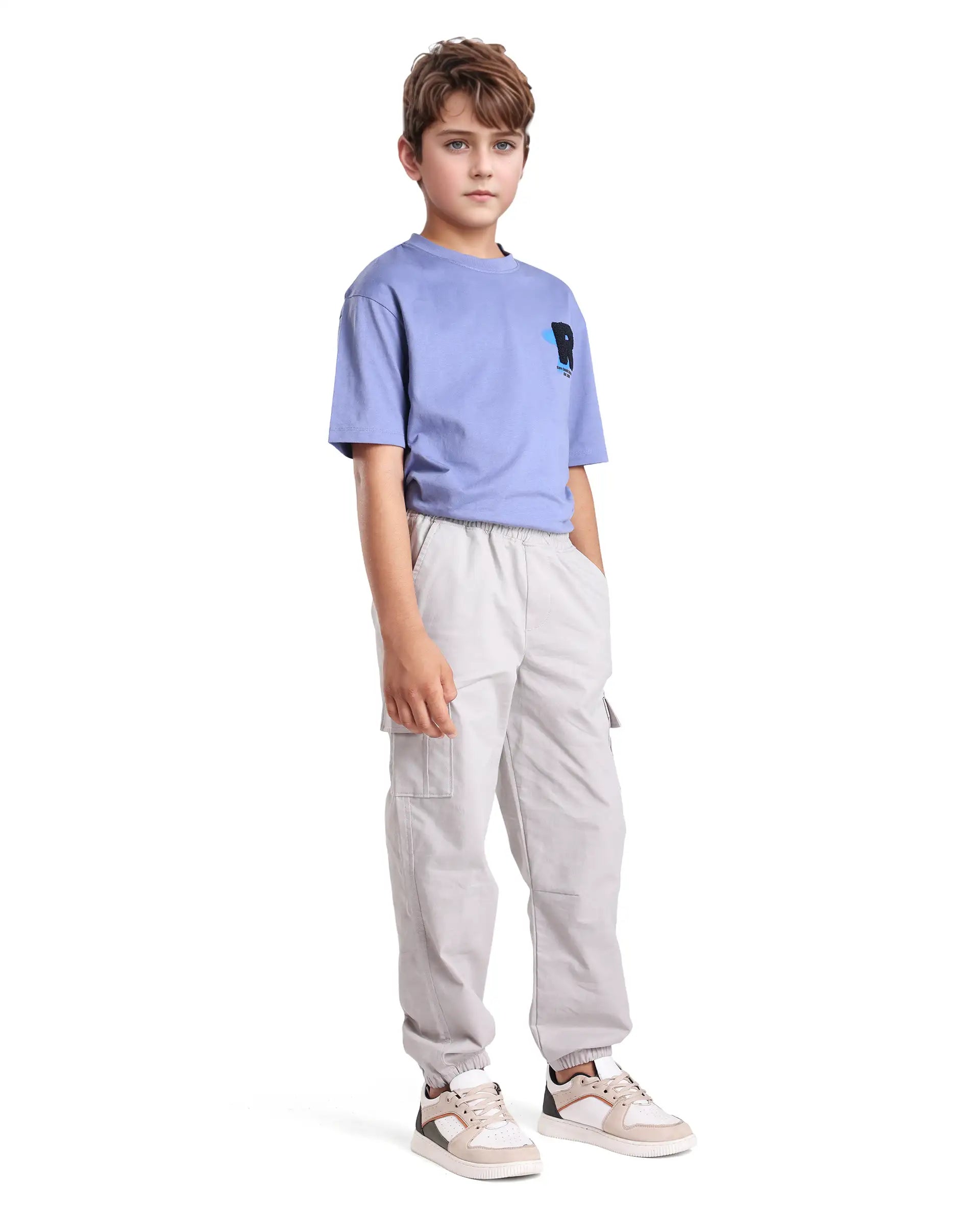 Rare Ones Kids Zash Grey Cotton Solid Button And Zip Closure Regular Fit Trouser