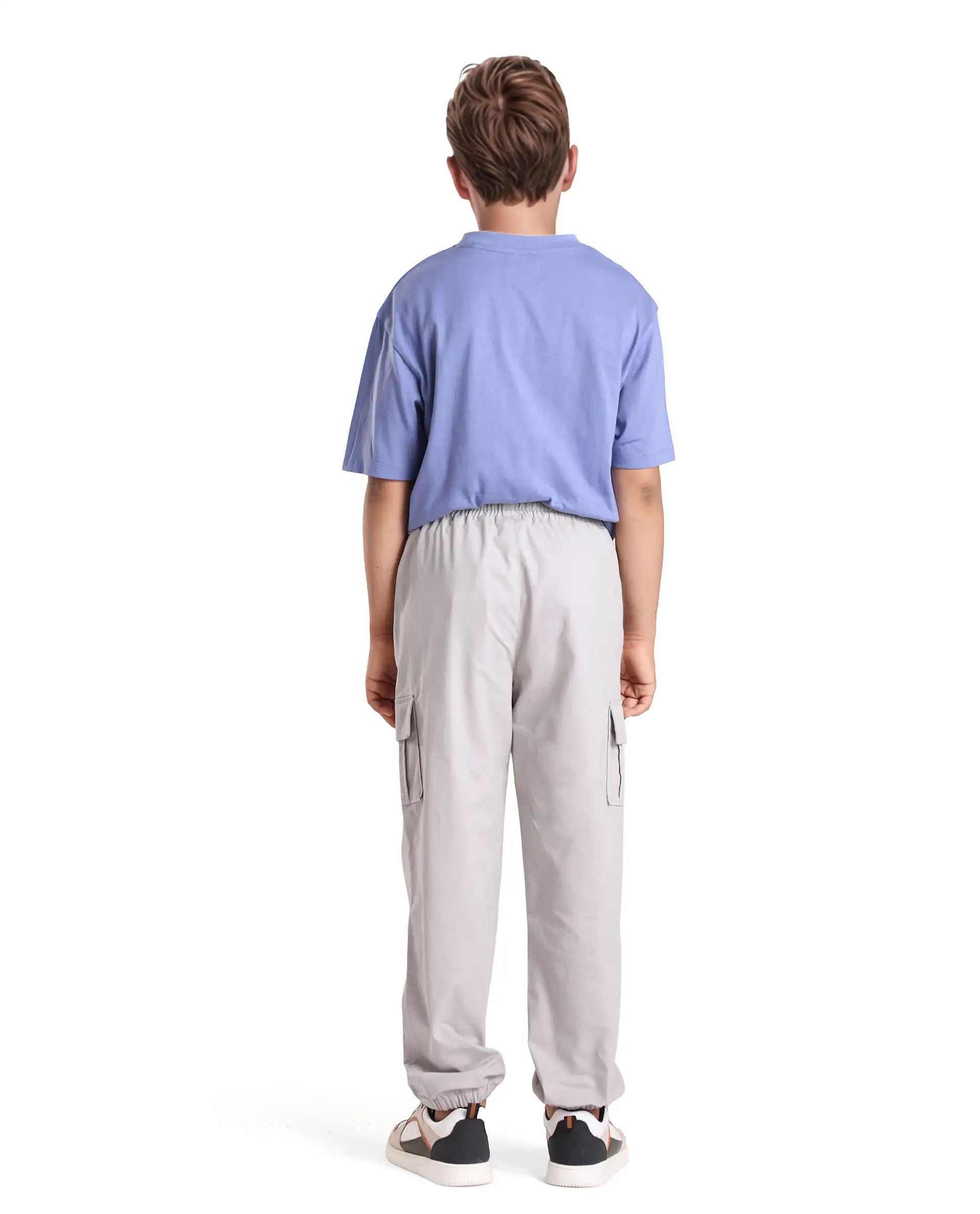 Rare Ones Kids Zash Grey Cotton Solid Button And Zip Closure Regular Fit Trouser