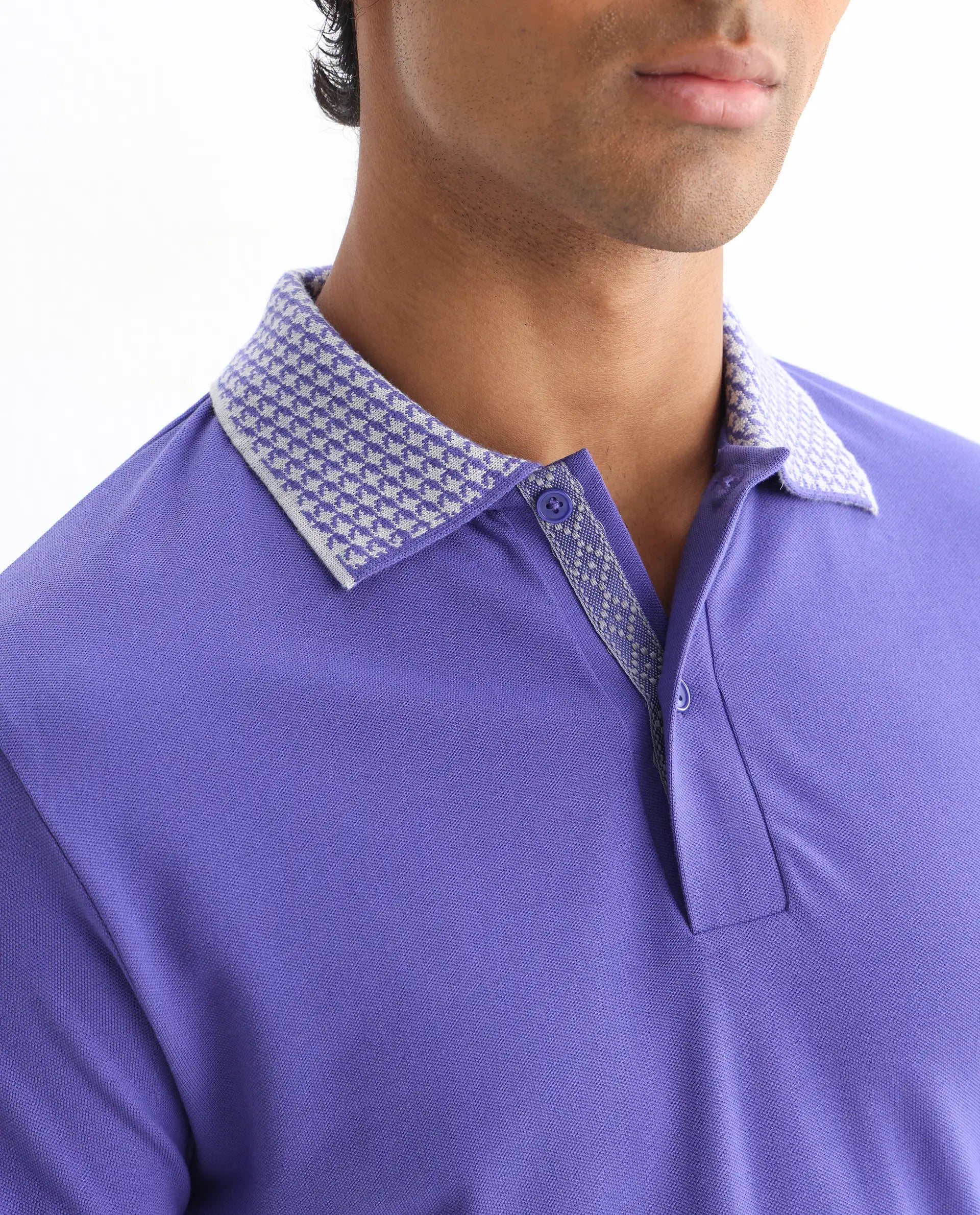 Rare Rabbit Men's Abit Purple Cotton Plain Regular Fit Half Sleeve Polo