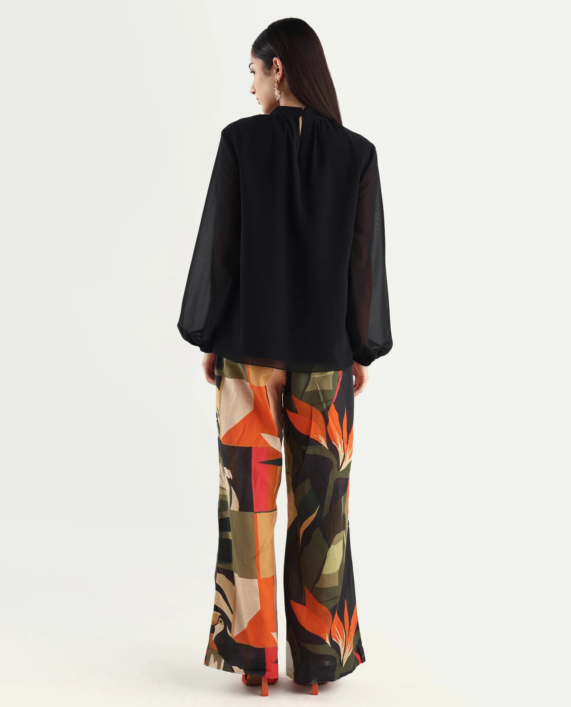 Rareism Women's Agenia-B Pastel Multi Cotton Blend Abstract Print Ankle Length Wide Trouser