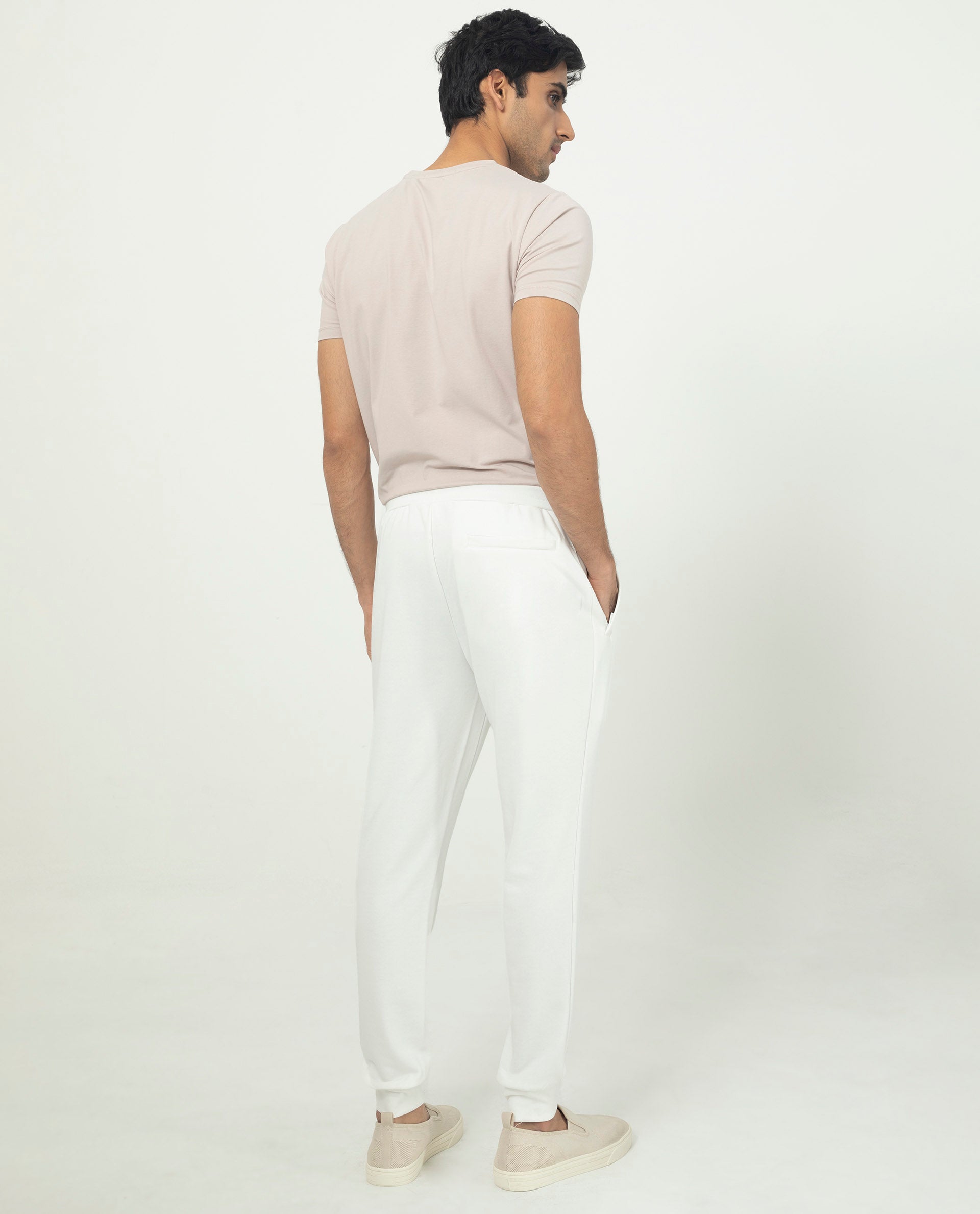 Rare Rabbit Men's Akagi Off White Cotton Polyester Fabric Drawstring Closure Regular Fit Mid Rise Trackpant