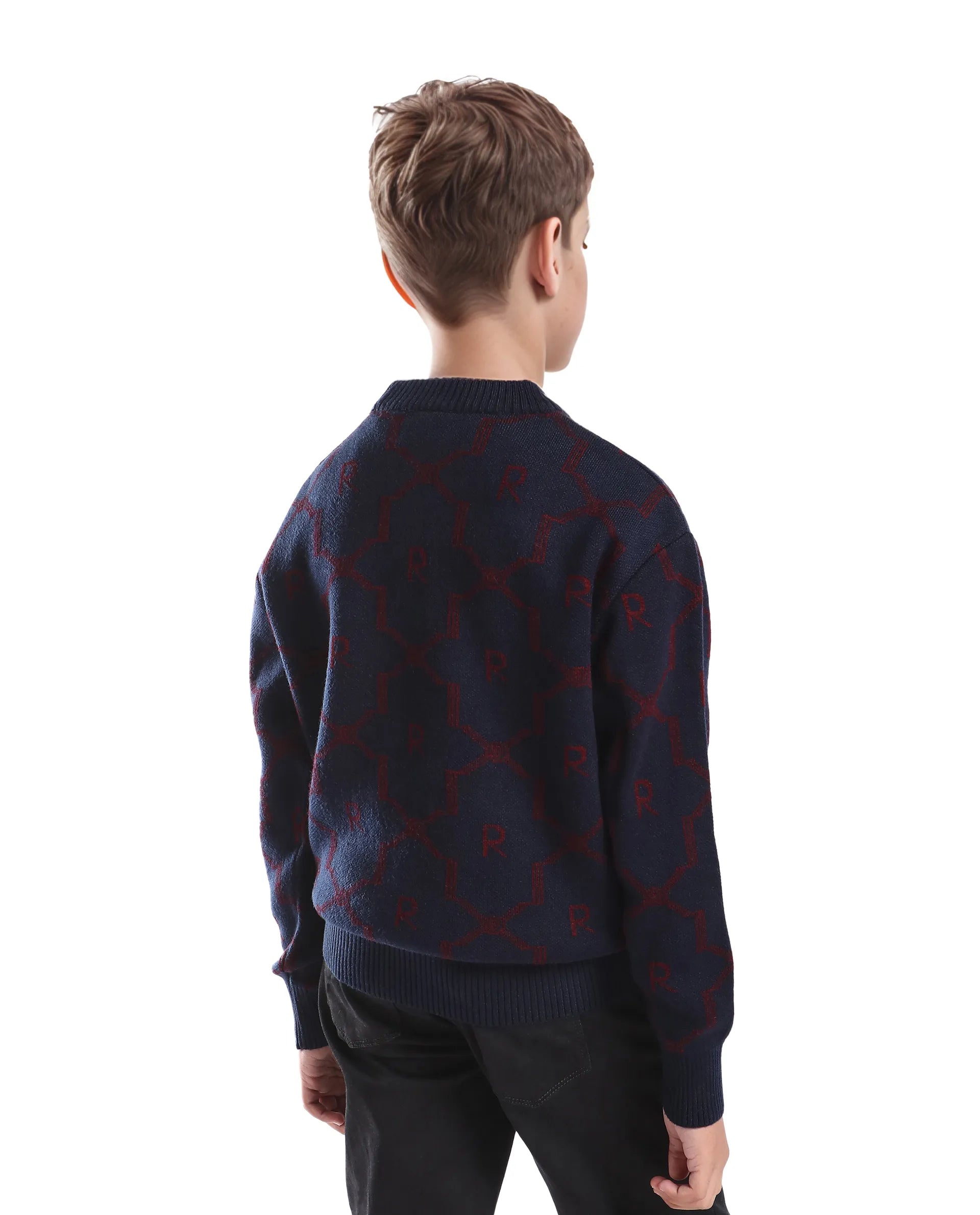 Rare Ones Kids Apao Navy Acrylic Pull-On Closure Relaxed Fit Sweater