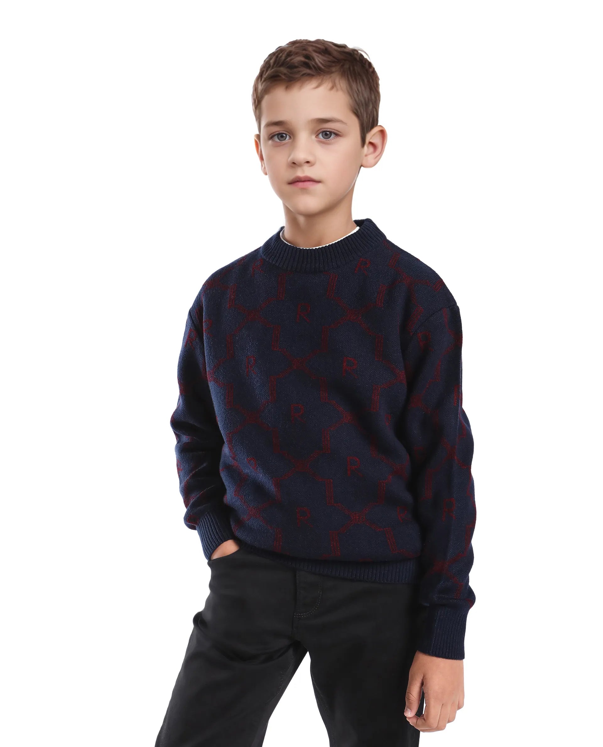 Rare Ones Kids Apao Navy Acrylic Pull-On Closure Relaxed Fit Sweater