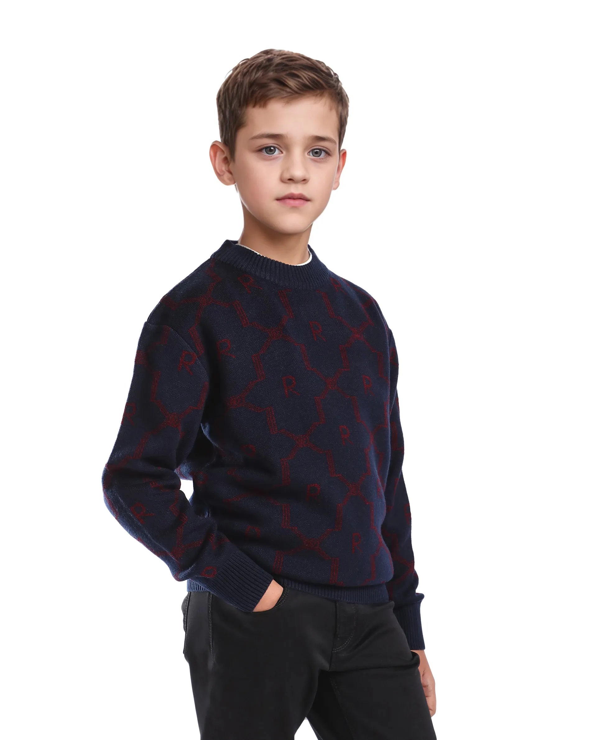 Rare Ones Kids Apao Navy Acrylic Pull-On Closure Relaxed Fit Sweater