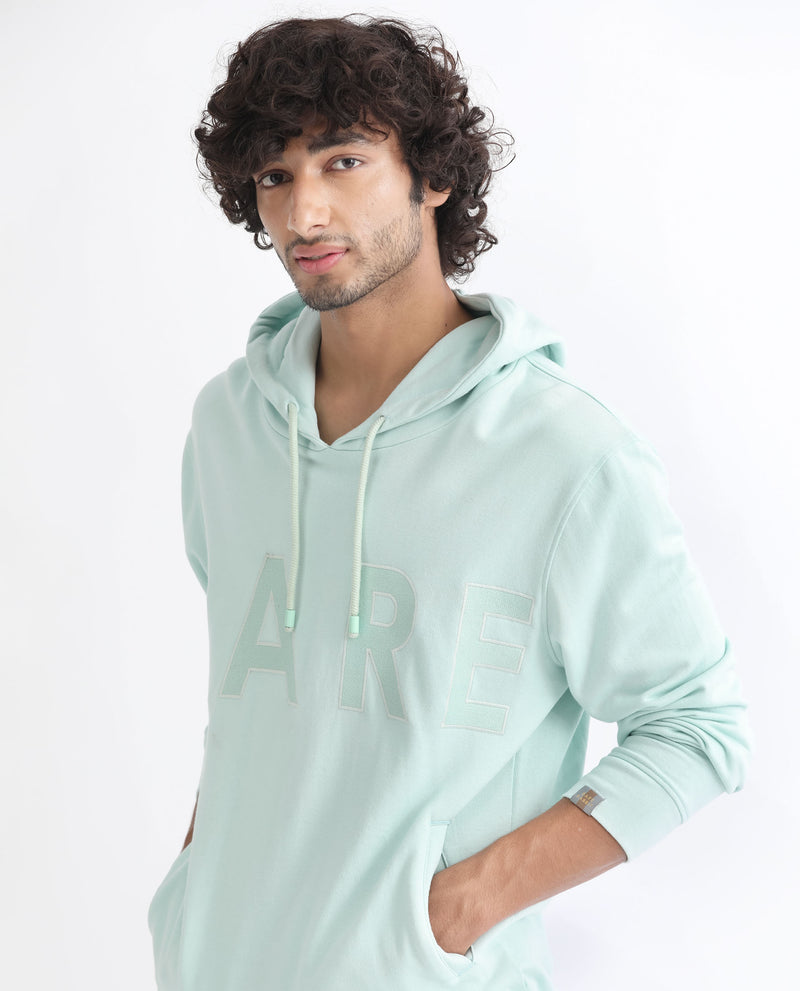 RARE RABBIT MENS APRIL LIGHT BLUE SWEATSHIRT COTTON POLYESTER TERRY FABRIC HOODED NECK KNITTED FULL SLEEVES COMFORTABLE FIT
