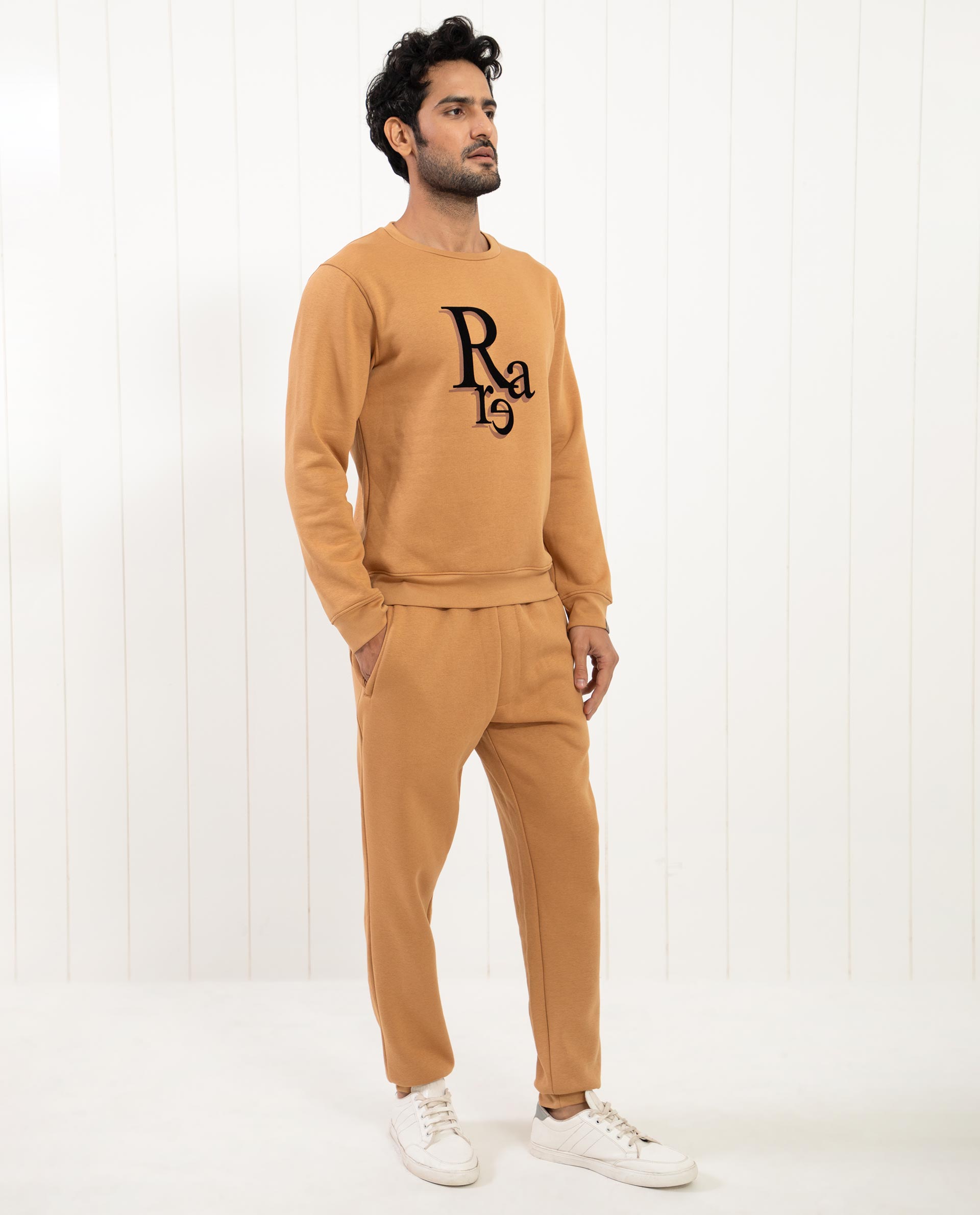 Rare Rabbit Mens Argyll Mustard Cotton Polyester Fabric Full Sleeves Graphic Print Knitted Sweatshirt