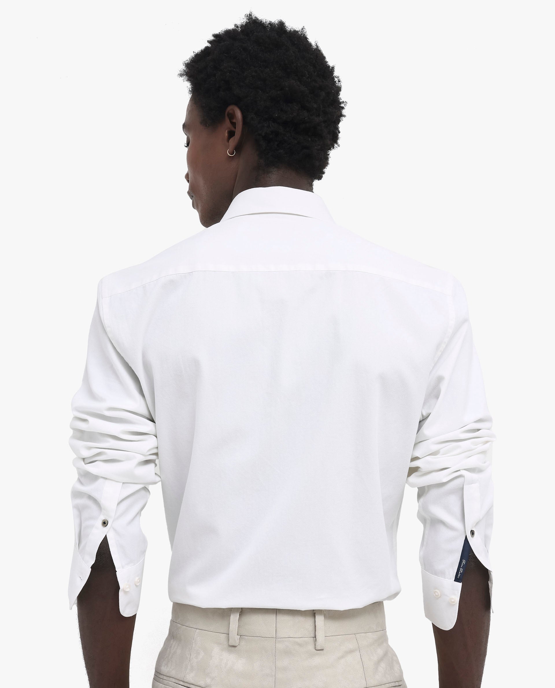 Rare Rabbit Men's Arlet White Cotton Fabric Full Sleeve Regular Fit Solid Shirt