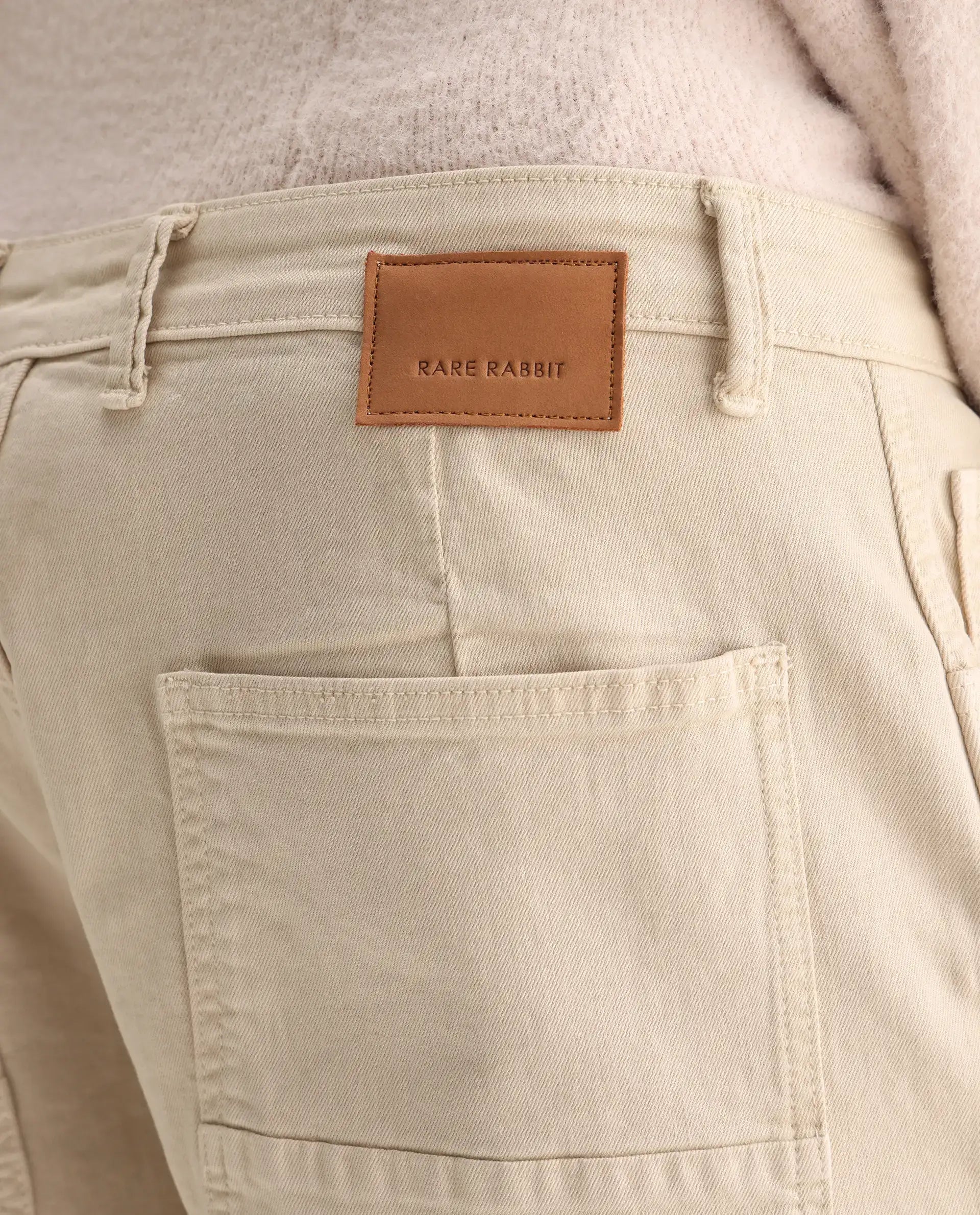 Rare Rabbit Men's Arni Off White Cotton Plain Relaxed Fit Jeans