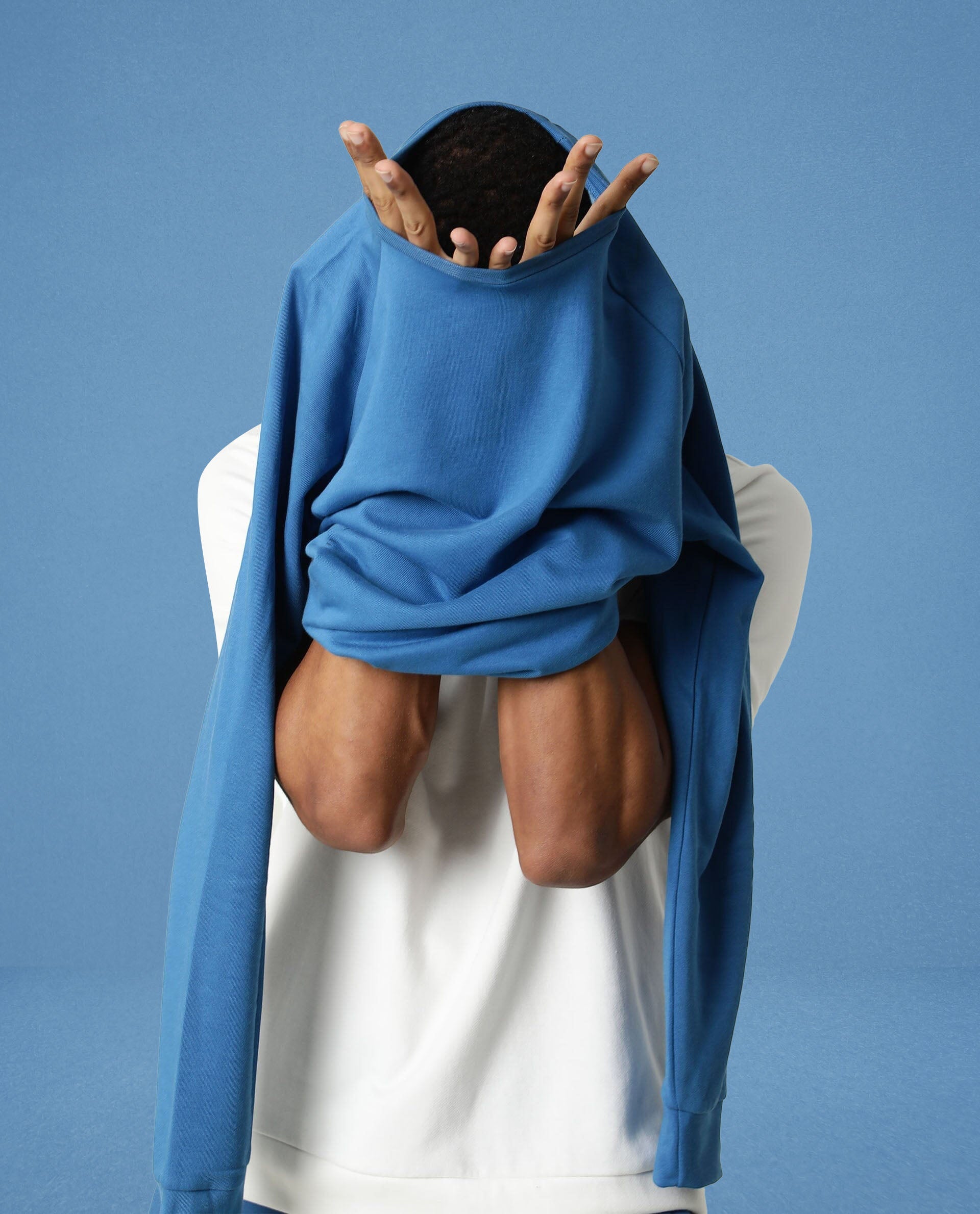 Rare Rabbit Articale Men's Arum Enamel Blue Cotton Fabric Full Sleeves Solid Sweatshirt