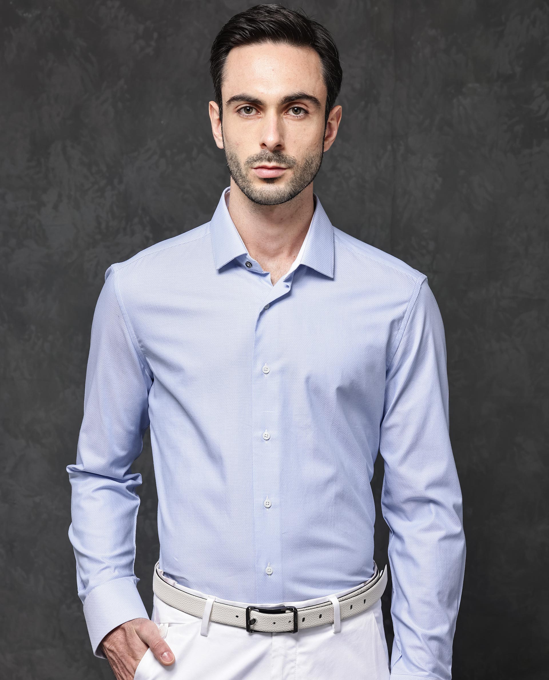 Rare Rabbit Mens Astron Pastel Purple Full Sleeve Solid Dobby Shirt