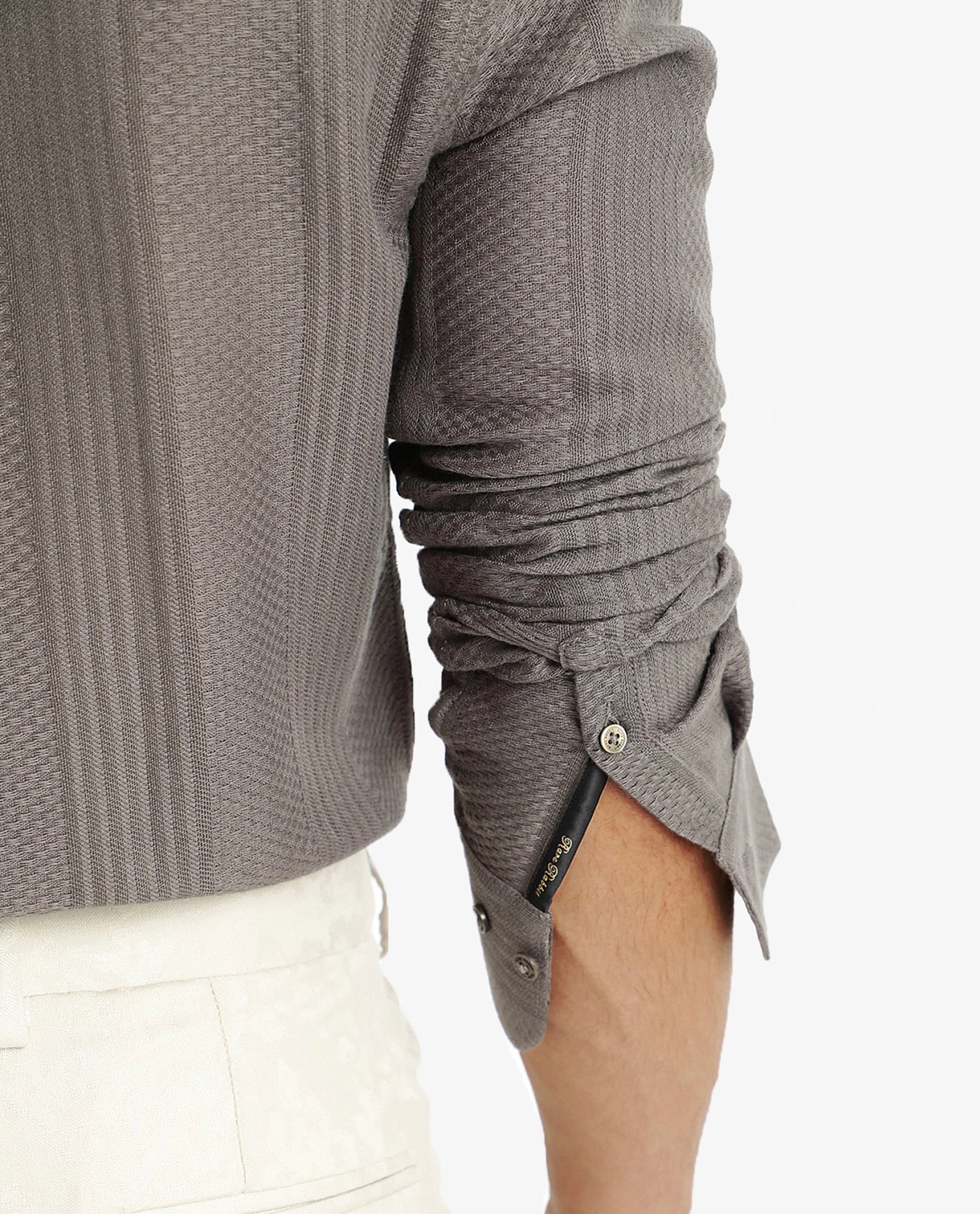 Rare Rabbit Men Aube Olive Cotton Fabric Full Sleeve Regular Fit Dobby Plain Shirt