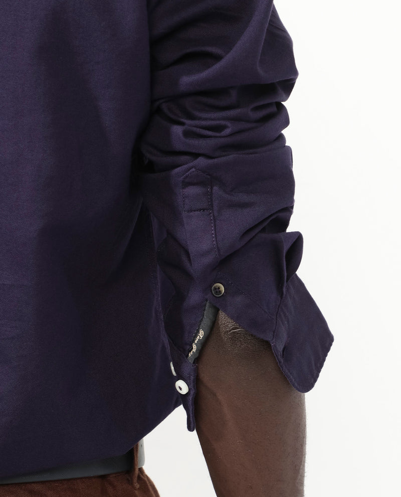 Rare Rabbit Men's Auxfo Dark Purple Cotton Fabric Full Sleeves Solid Formal Shirt