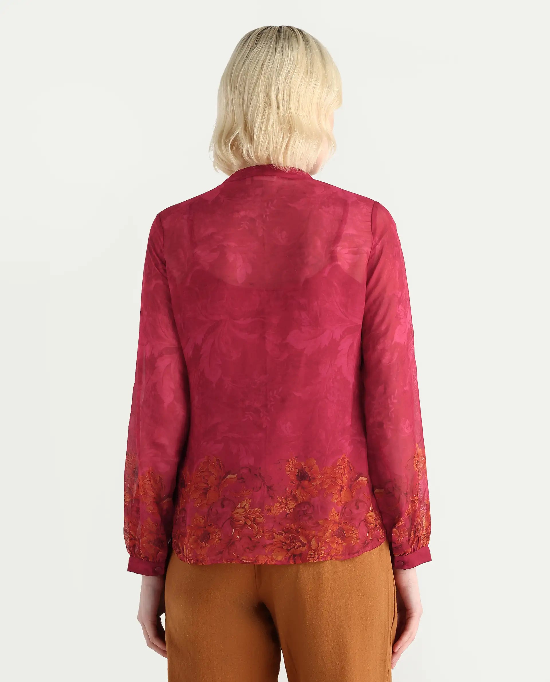 Rareism Women's Avint Pink Viscose Crew Neck Regular Fit Top