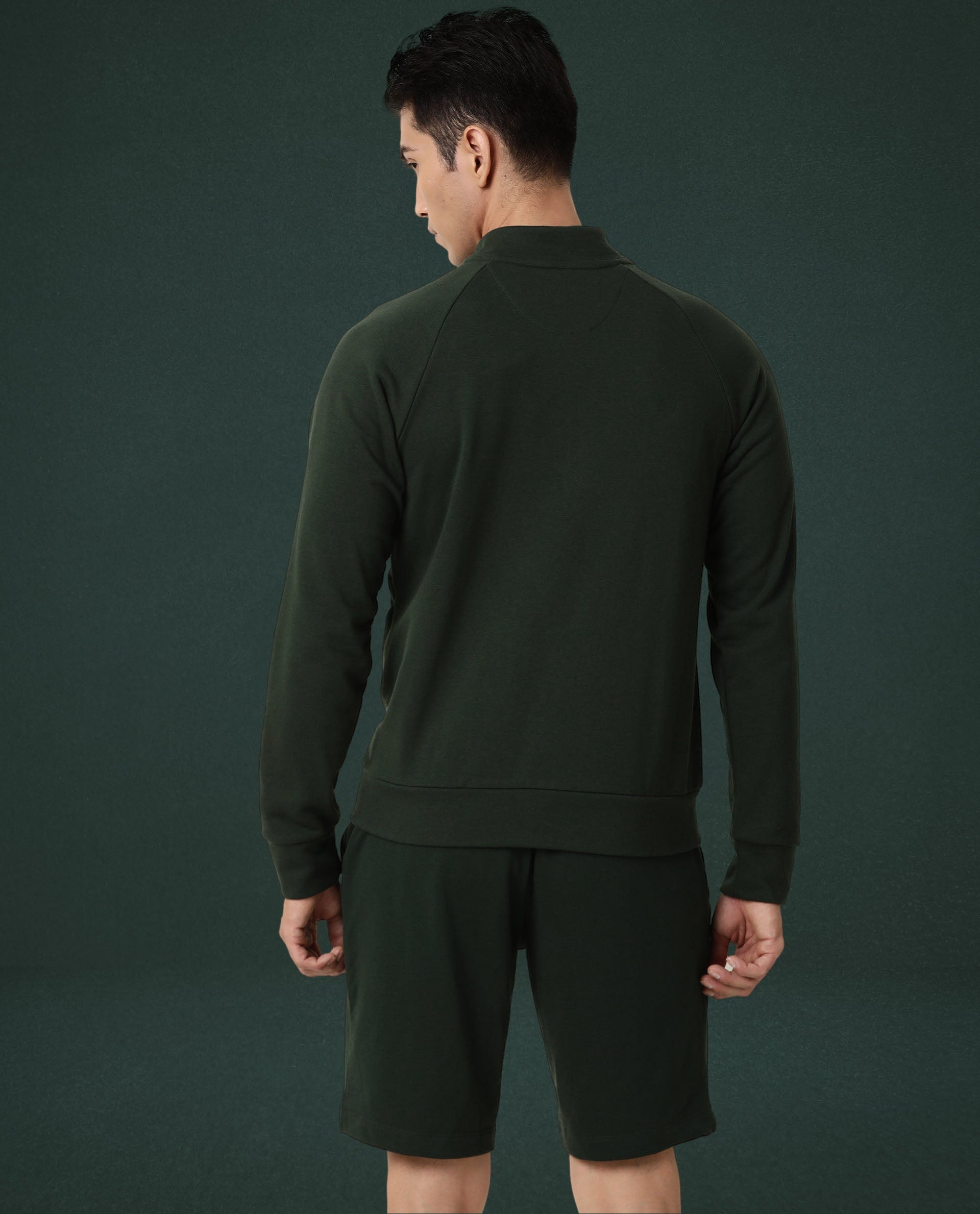 Rare Rabbit Articale Men's Azil Mountain Green High Neck Zip-Up Jacket