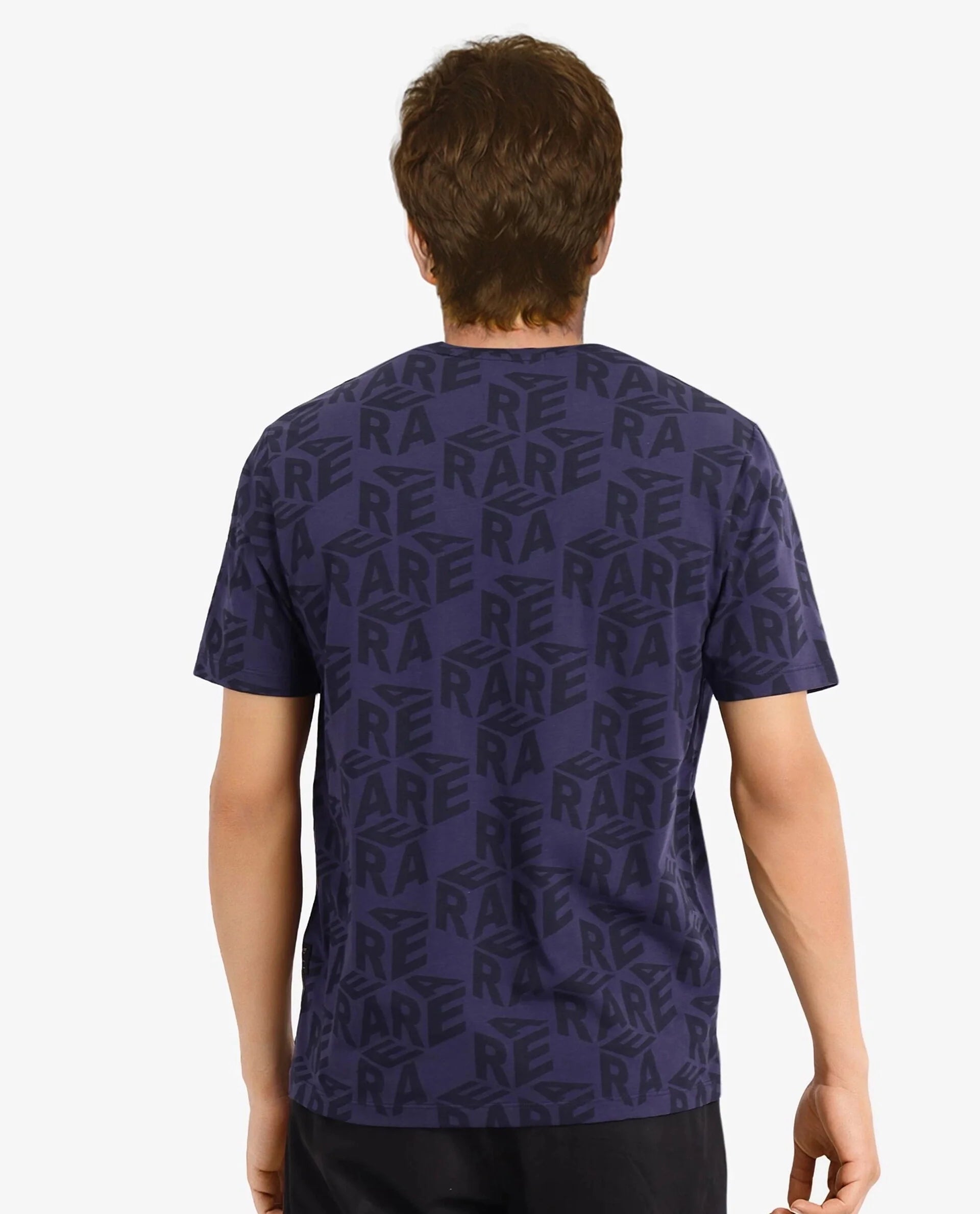 Rare Rabbit Men Azo Dusky Blue Short Sleeve Crew Neck Branded Graphic Print T-Shirt