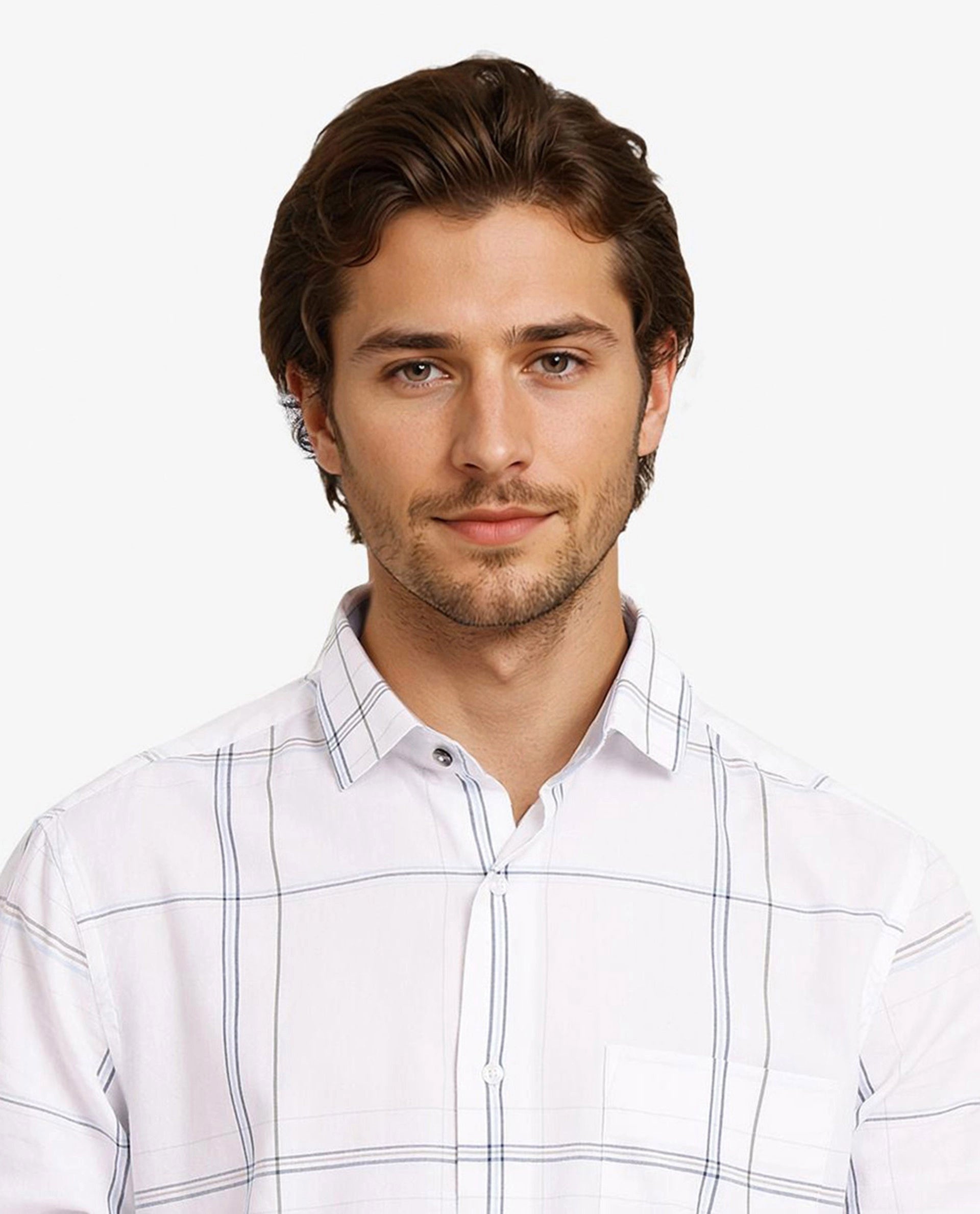 Rare Rabbit Men Banjo White Full Sleeve Collared Neck Button Closure Regular Fit Checks Shirt