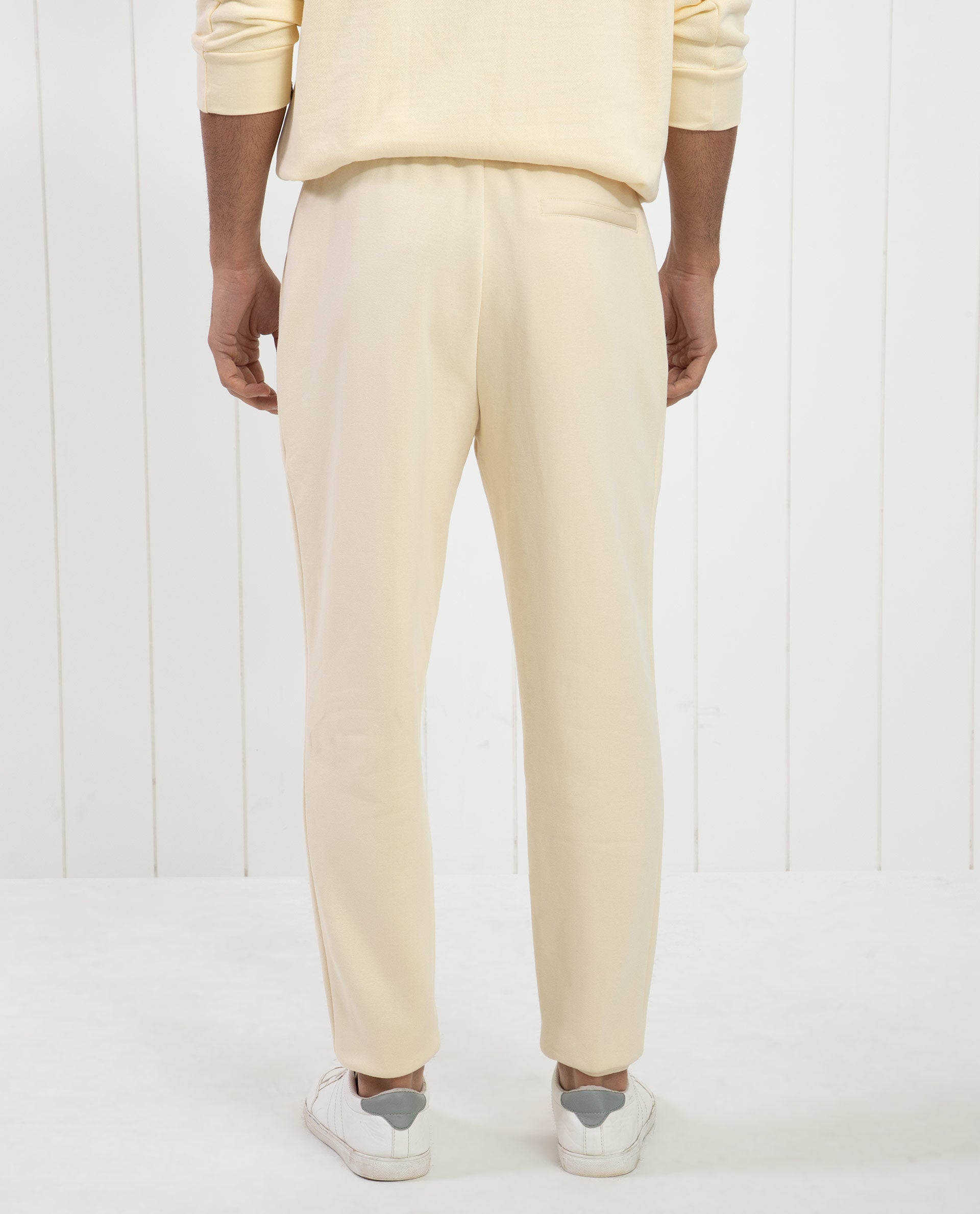 Rare Rabbit Mens Bard Light Yellow Cotton Polyester Fabric Drawstring Closure Regular Fit Mid Rise Trackpant