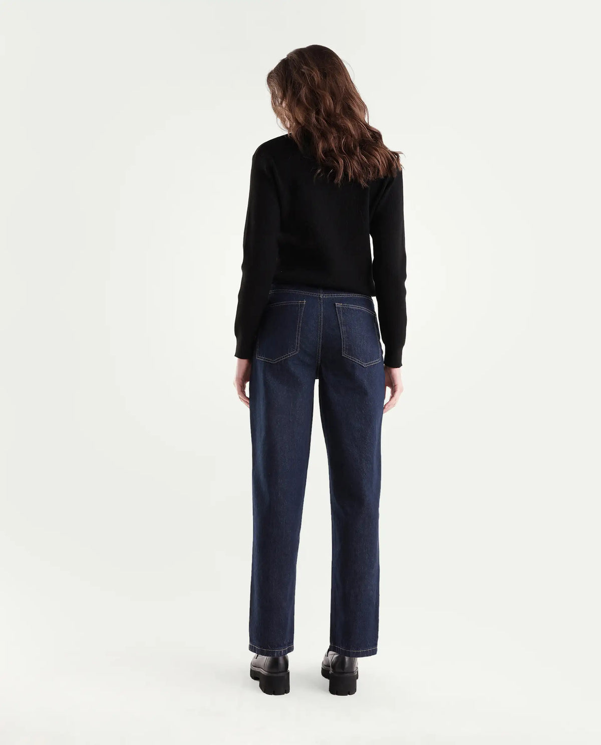 Rareism Women's Barol-3 Dark Navy Cotton Shank And Zipper Ankle Barrel Plain Jeans
