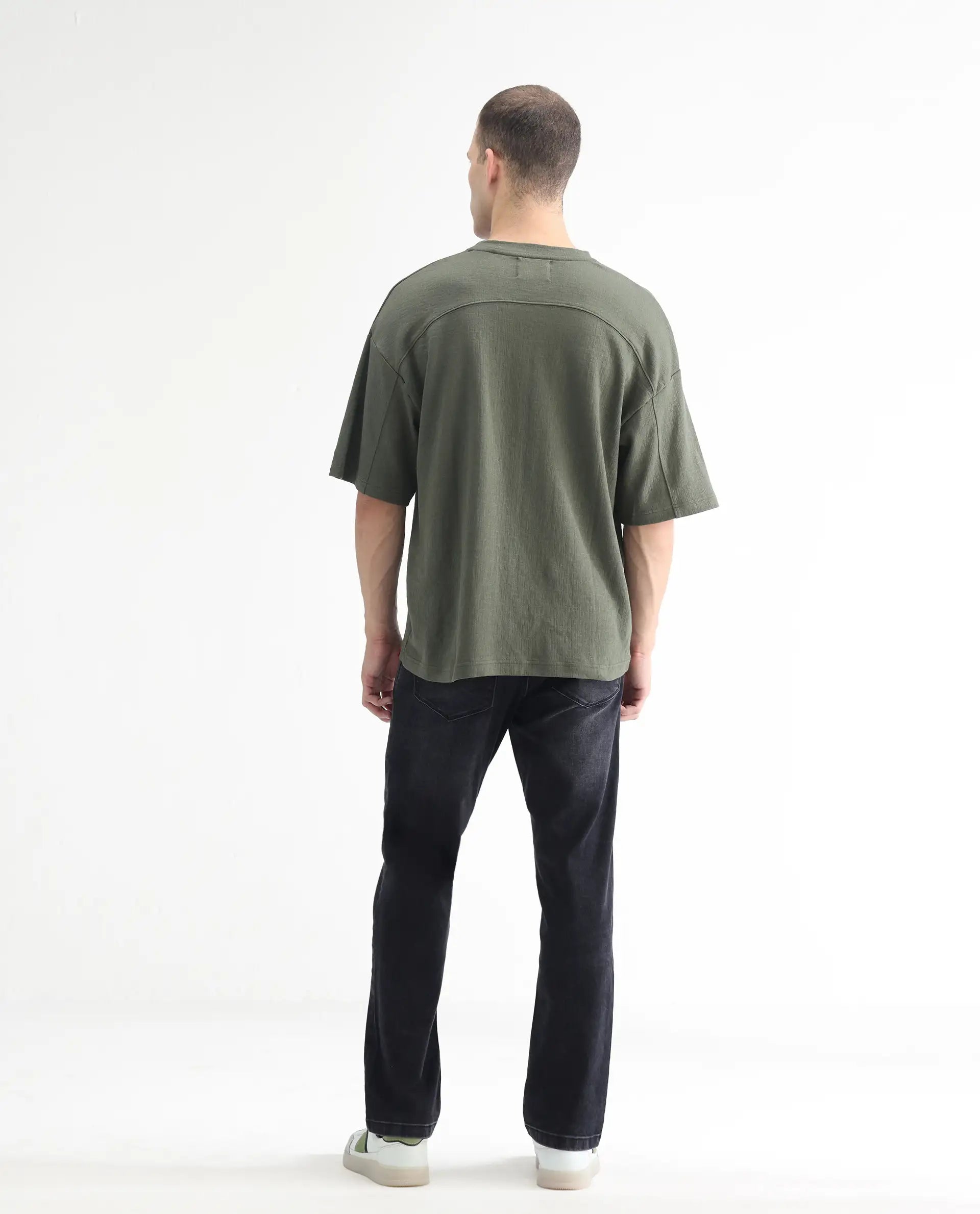 Rare Rabbit Men's Batten Grey Cotton Plain Hawk Slim Fit Jeans