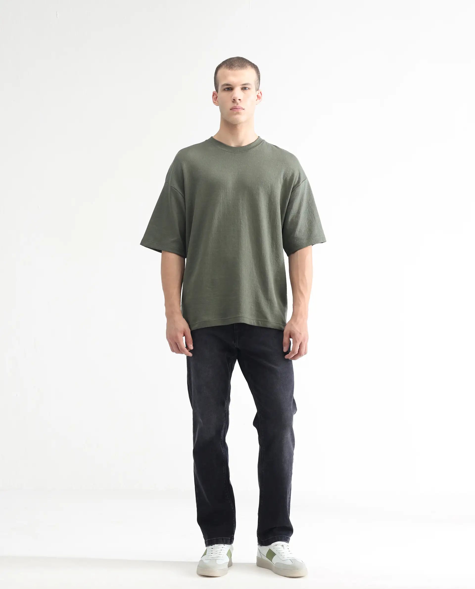 Rare Rabbit Men's Batten Grey Cotton Plain Hawk Slim Fit Jeans