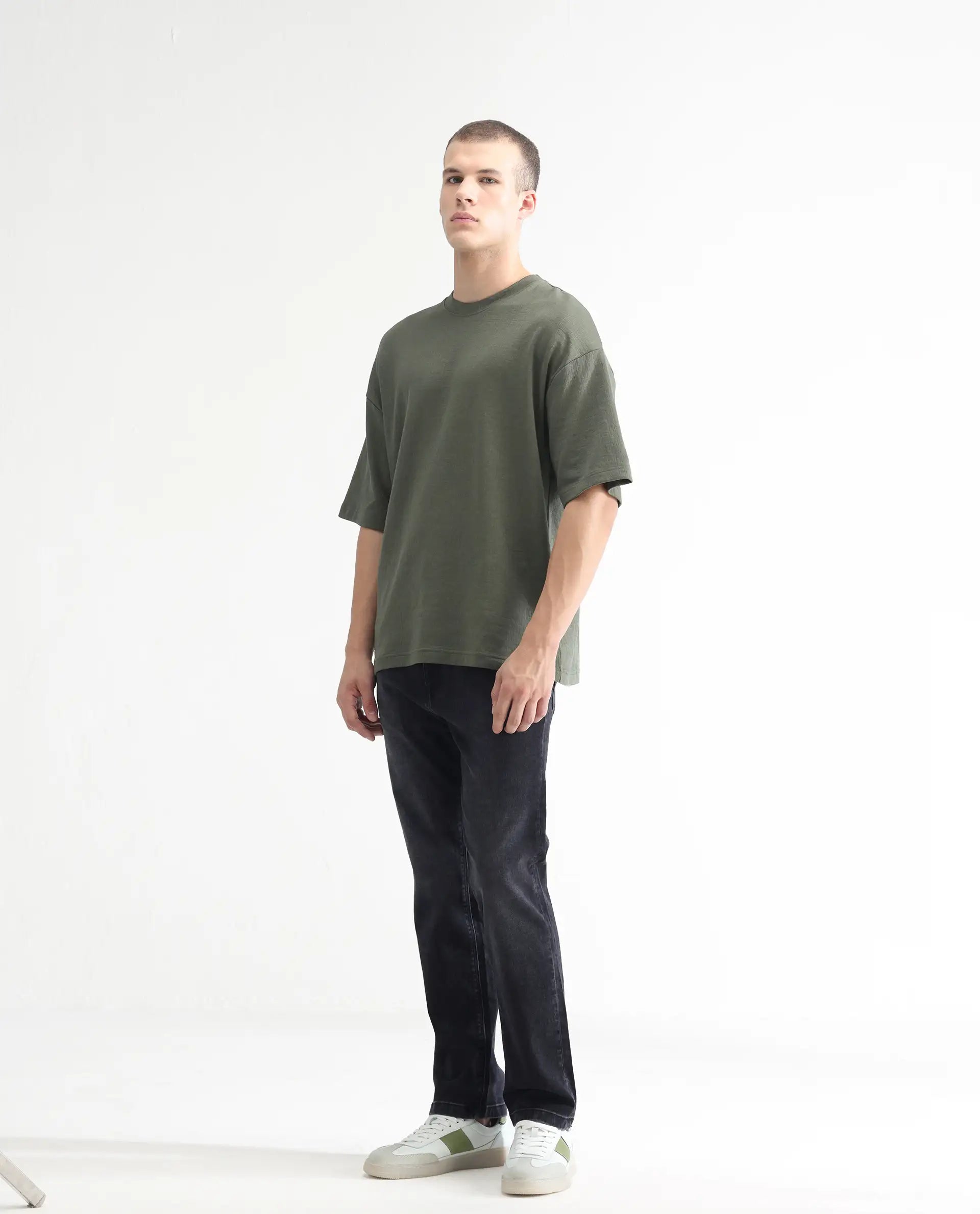 Rare Rabbit Men's Batten Grey Cotton Plain Hawk Slim Fit Jeans