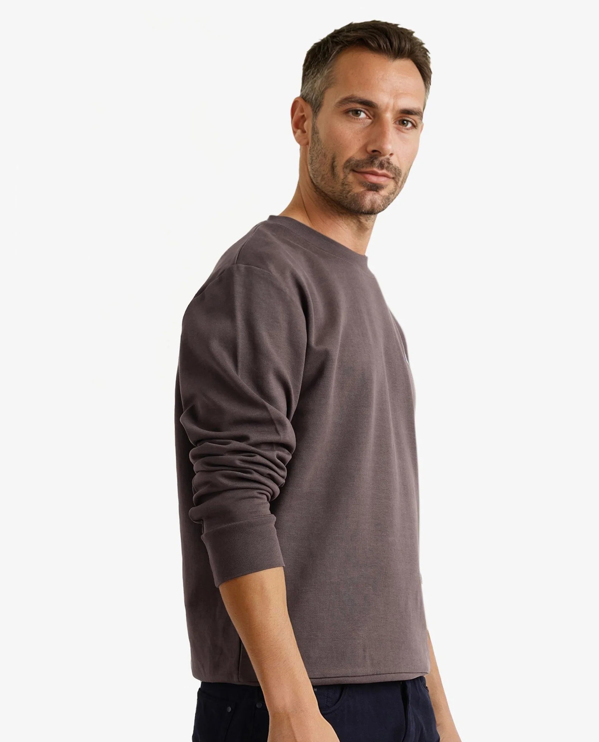 Rare Rabbit Men Bay Dark Grey Cotton Full Sleeve Crew Neck Embroidered Logo Sweatshirt