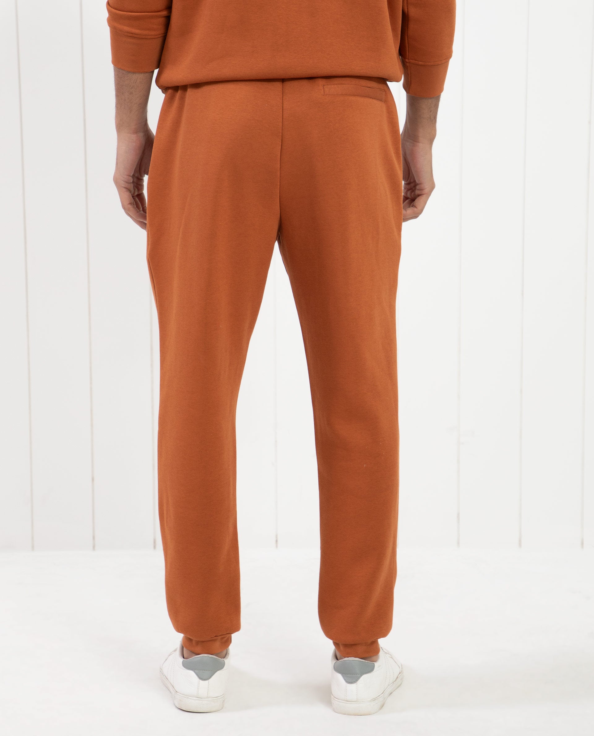 Rare Rabbit Men's Bifrost Rust Cotton Polyester Fabric Drawstring Closure Regular Fit Mid Rise Trackpant