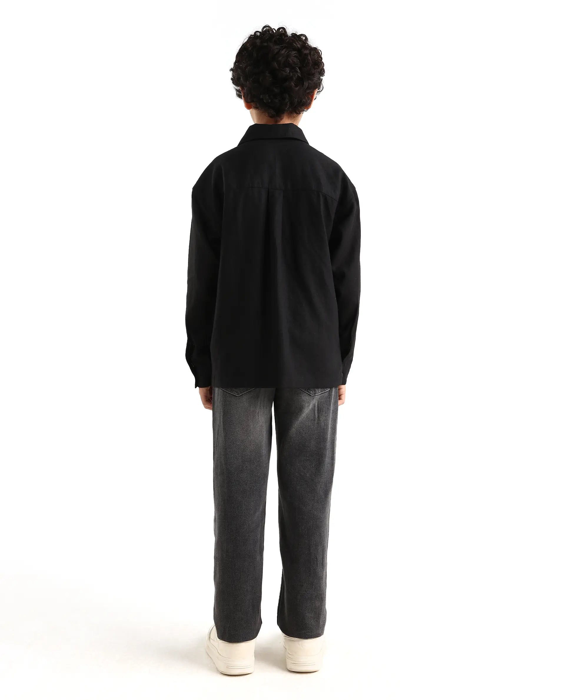 Rare Ones Kids Biro Grey Cotton Blend Button And Zipper Closure Plain Regular Fit Jeans