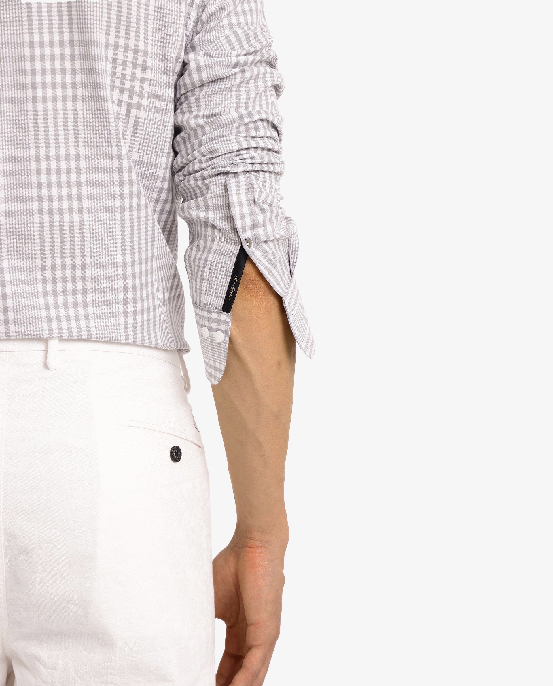 Rare Rabbit Men's Bisk Grey Cotton Fabric Full Sleeve Regular Fit Checks Twill Shirt