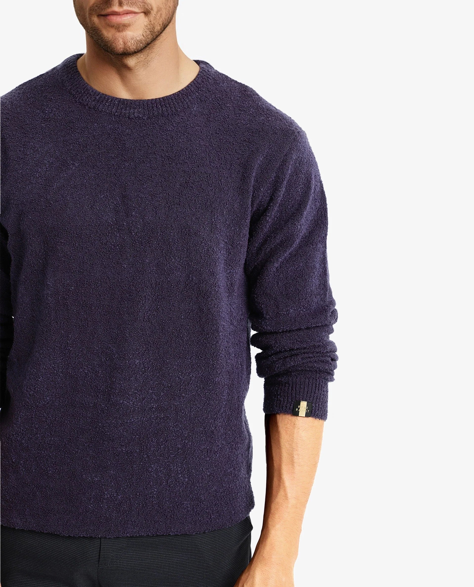 Rare Rabbit Men's Boule Purple Poly Acrylic Fabric Full Sleeve Crew Neck Plain Sweater