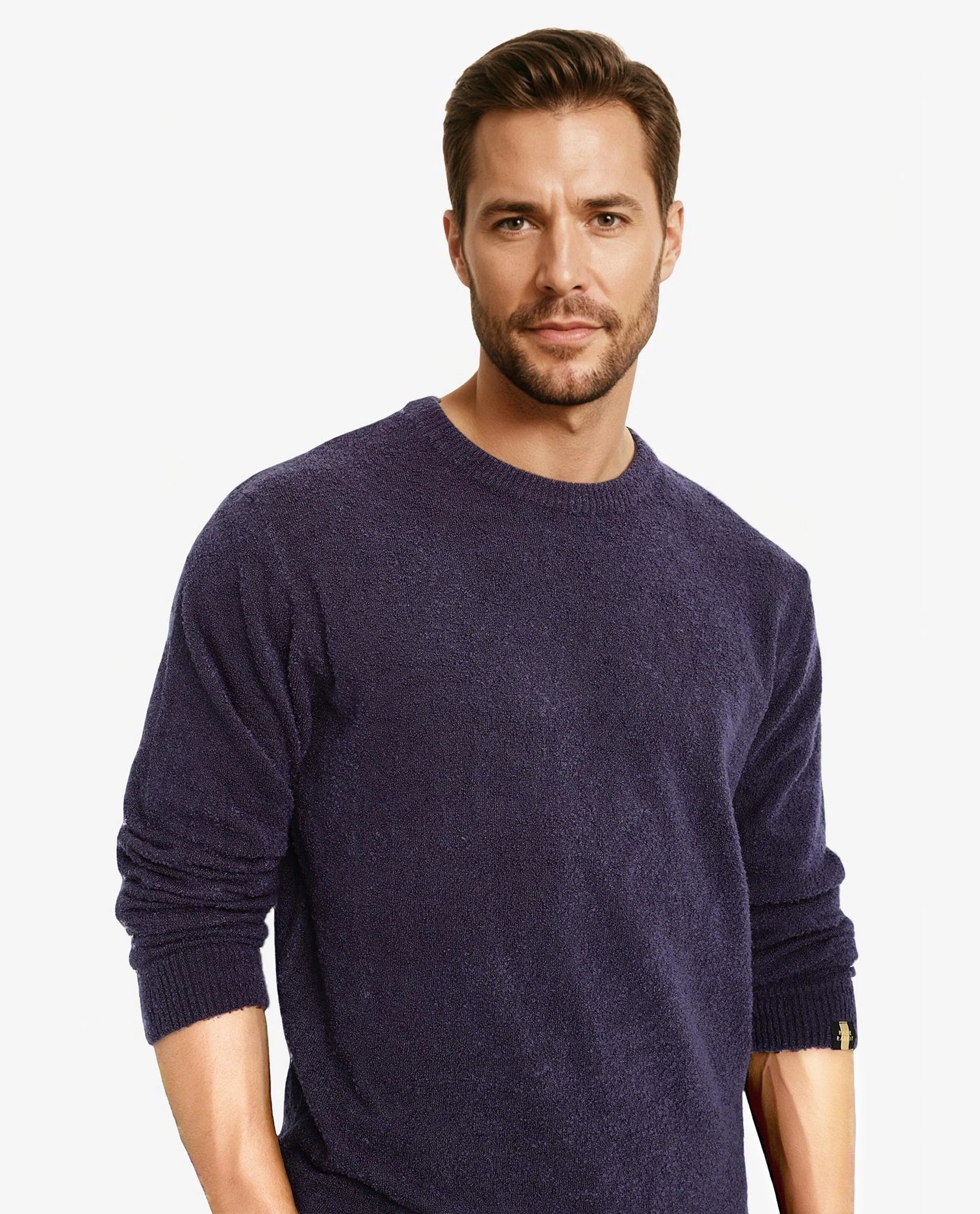 Rare Rabbit Men's Boule Purple Poly Acrylic Fabric Full Sleeve Crew Neck Plain Sweater