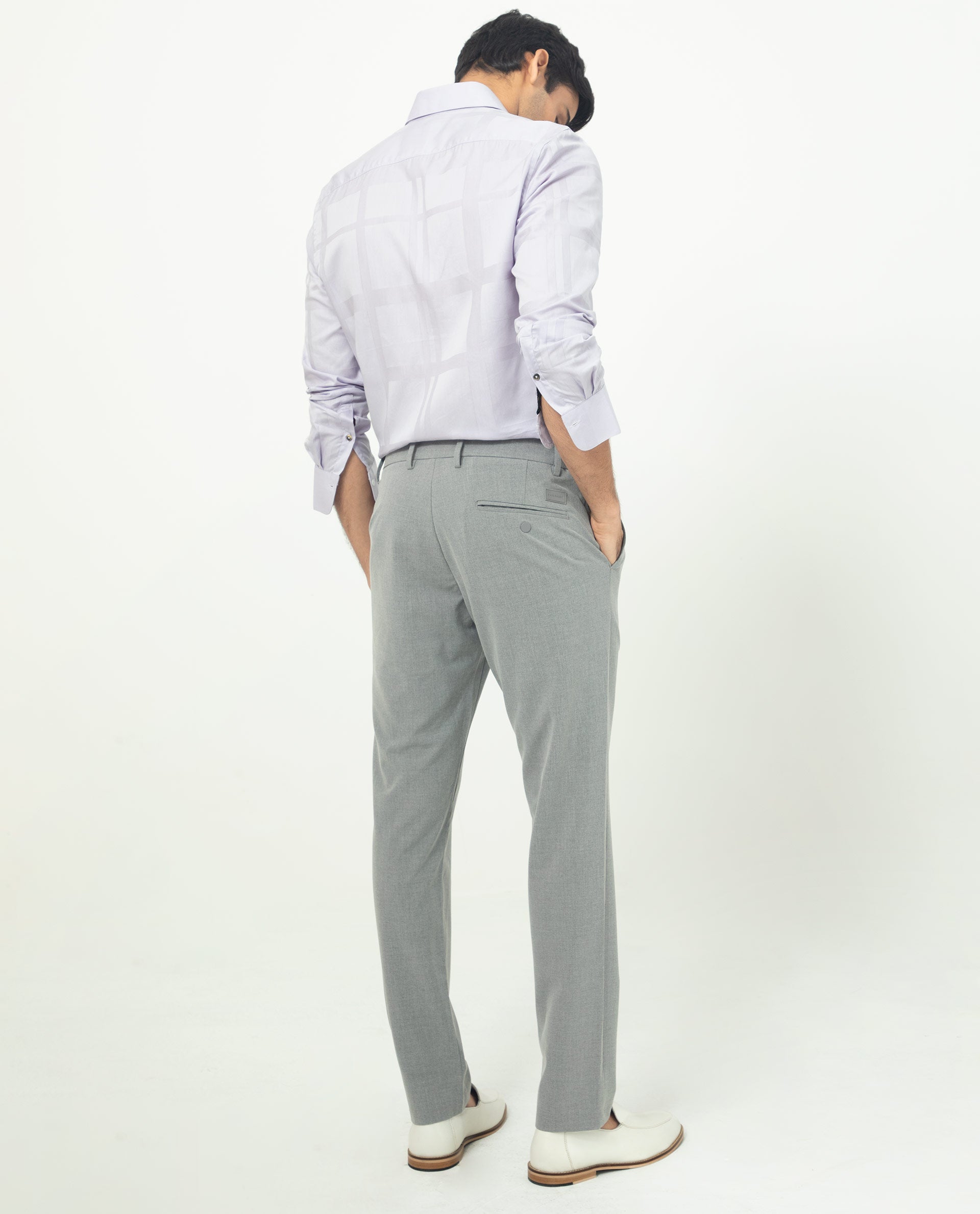 Rare Rabbit Men's Boxline Pastel Purple Cotton Lyocell Fabric Full Sleeves Checks Shirt