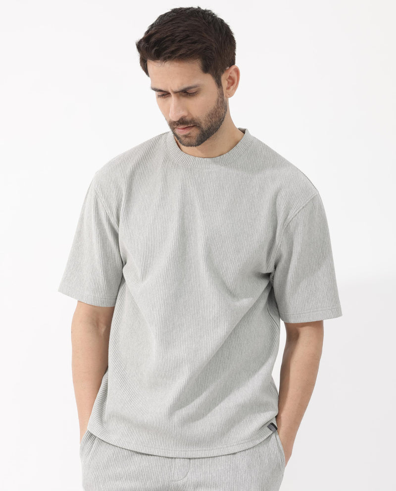Rare Rabbit Men's Breet-Mel Melange Grey T-Shirt Short Sleeve Solid