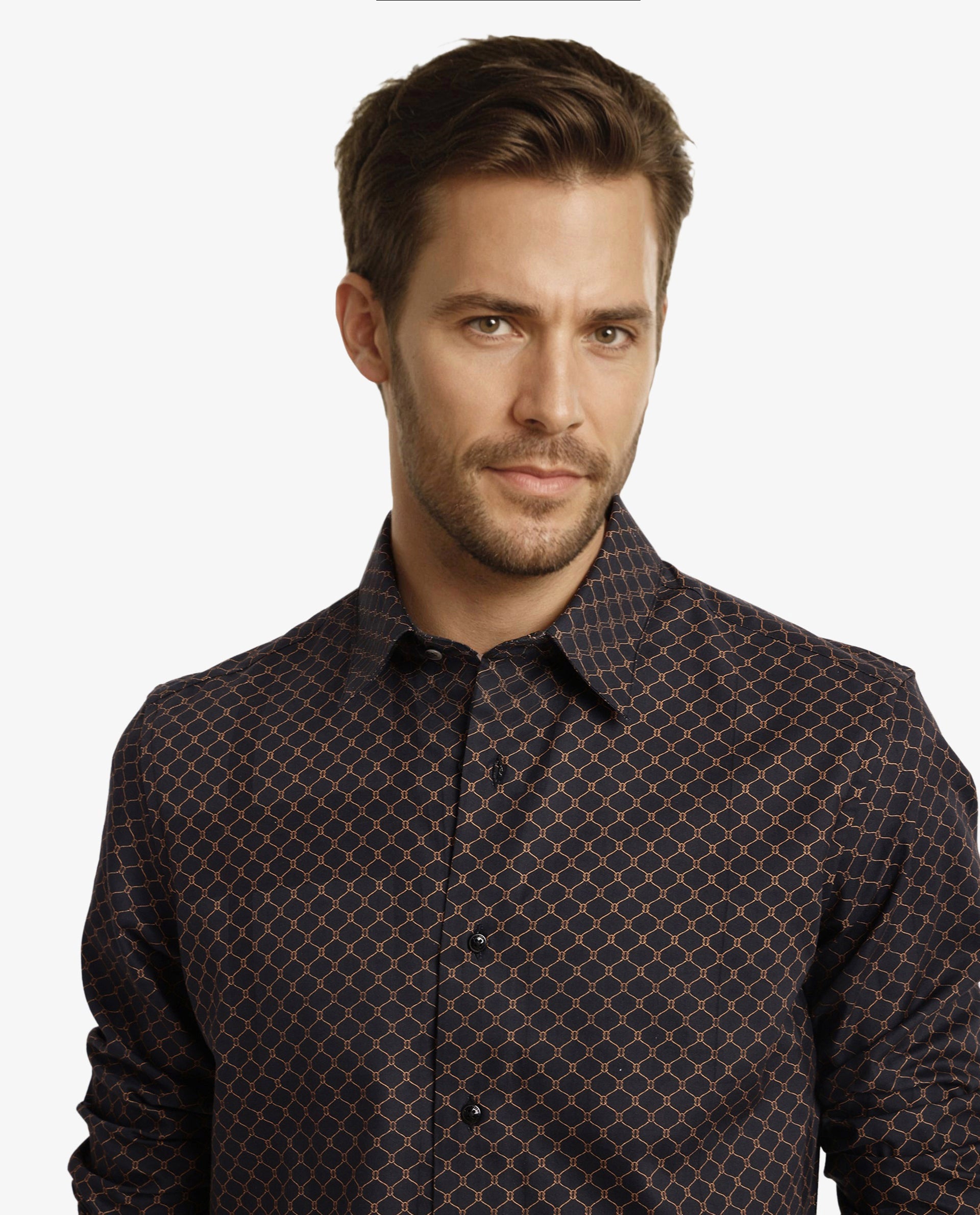 Rare Rabbit Men Camden Black Cotton Viscose Fabric Full Sleeve Regular Fit Geometric Print Shirt