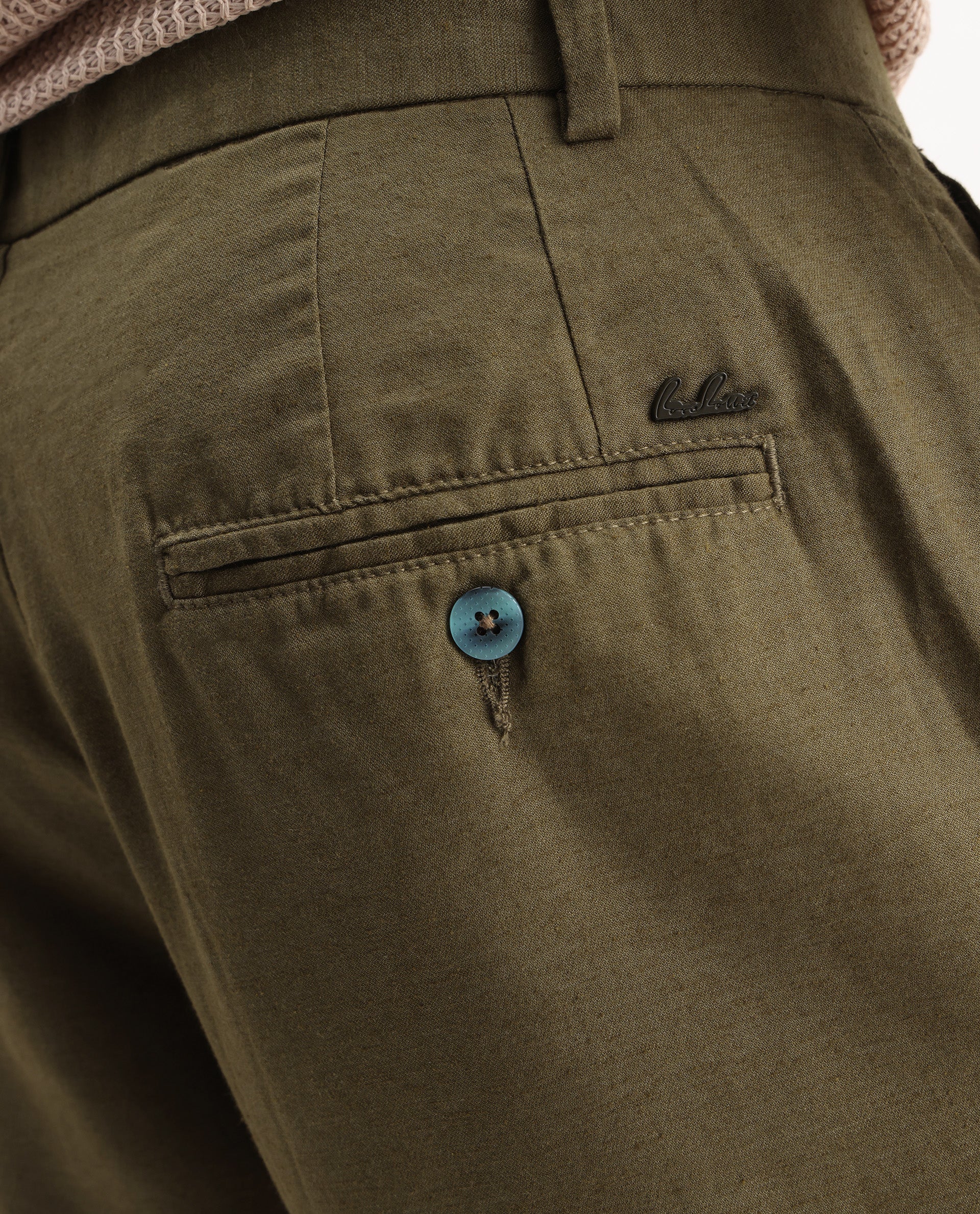 Rare Rabbit Men's Camer Olive 100% Linen Plain Regular Fit Shorts