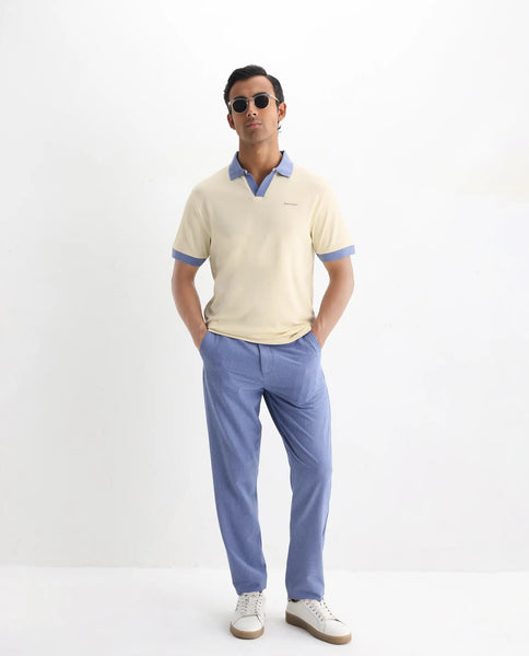 Rare Rabbit Men's Carmelon Light Green Cotton Plain Regular Fit Half S