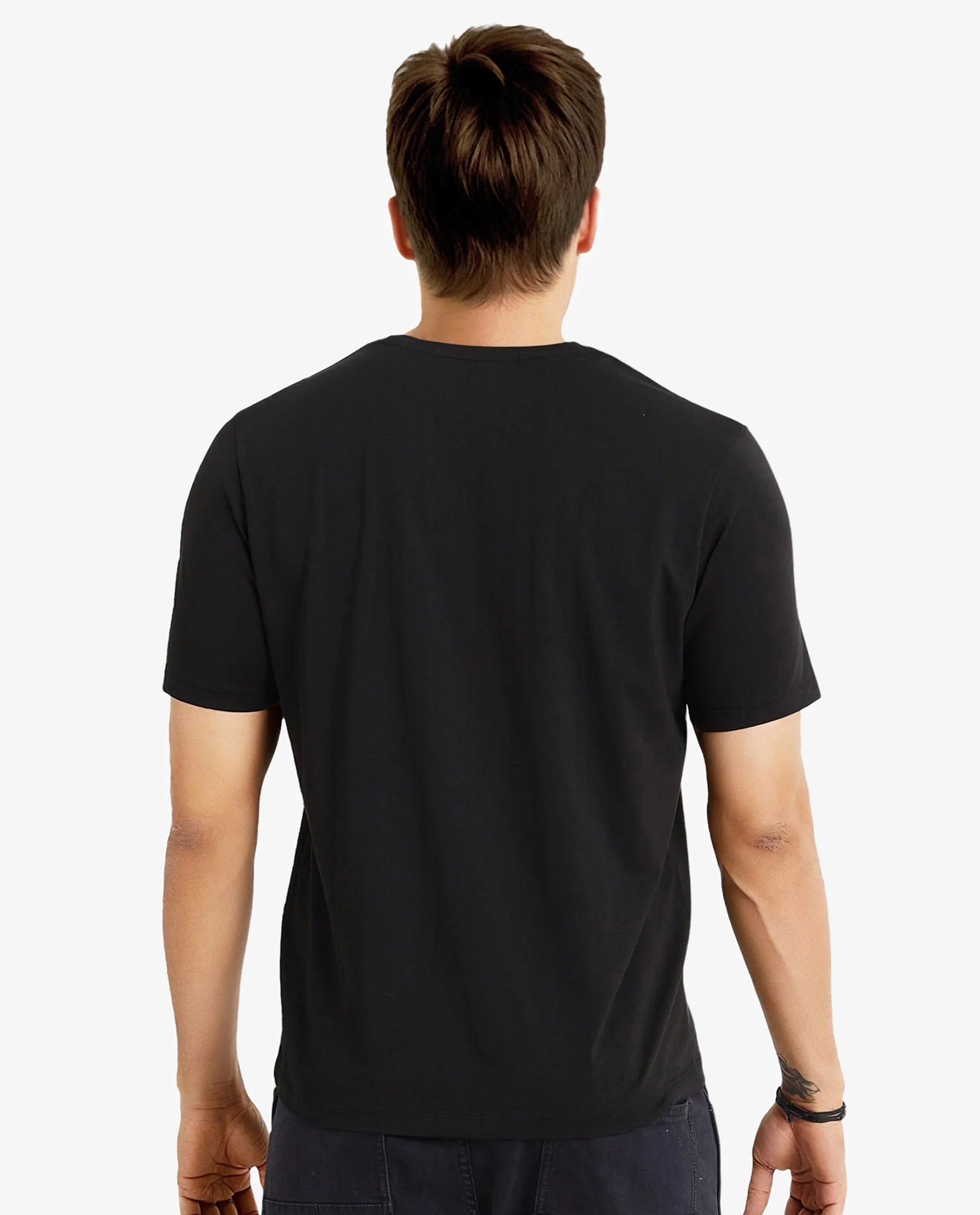 Rare Rabbit Men Cason Black Cotton Lycra Fabric Short Sleeve Crew Neck Regular Fit Graphic Print T-Shirt