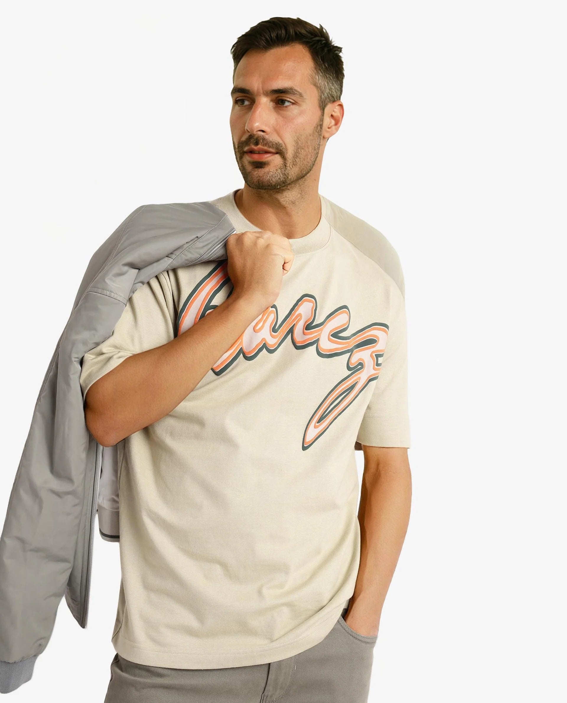 Rare Rabbit Men Casse Pastel Green Short Sleeve Crew Neck Oversized Fit Printed T-Shirt