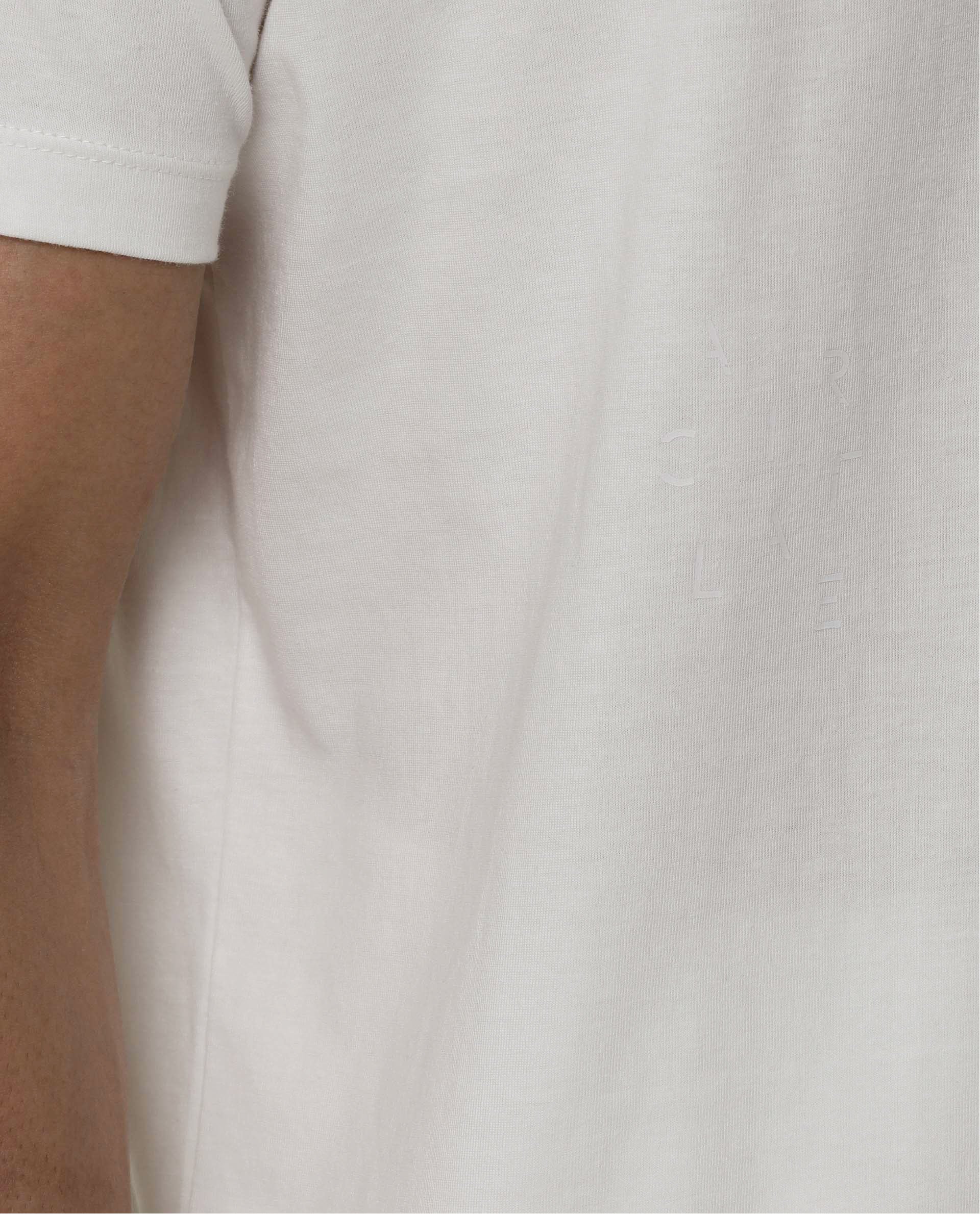 Rare Rabbit Articale Men's Caxel Ivory White Crew Neck Offset Brand Print Half Sleeves T-shirt