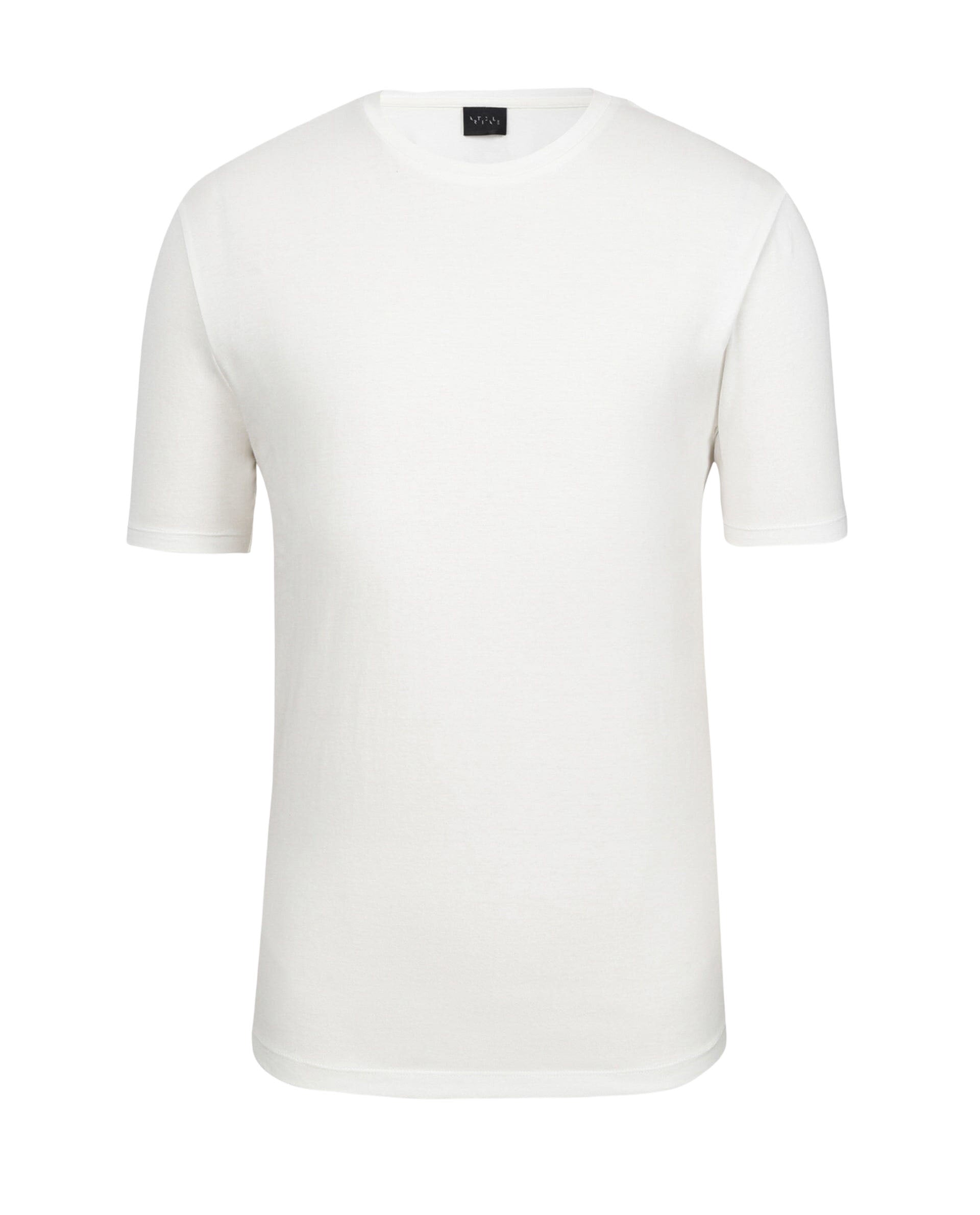 Rare Rabbit Articale Men's Caxel Ivory White Crew Neck Offset Brand Print Half Sleeves T-shirt