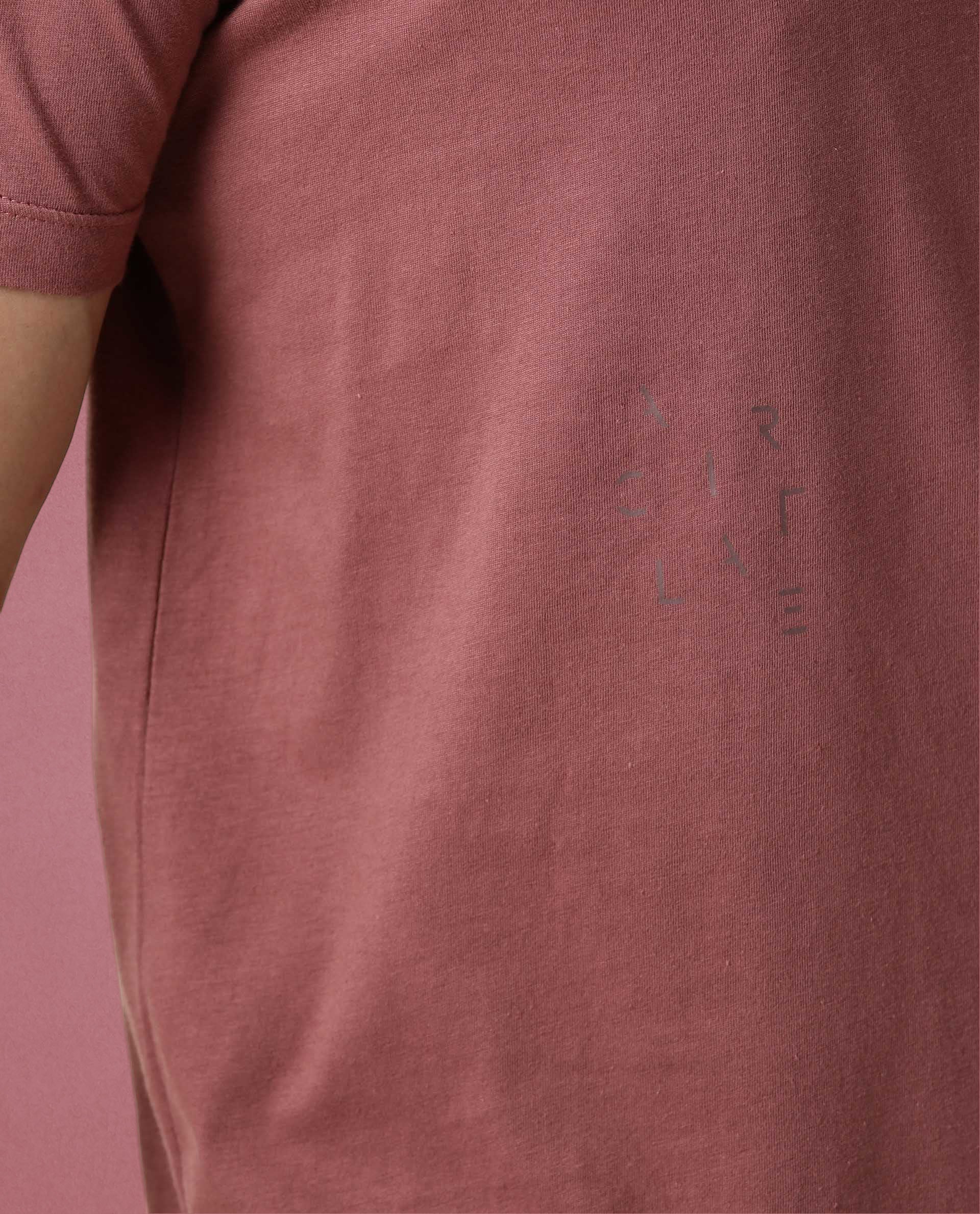Rare Rabbit Articale Men's Caxel Pink Crew Neck Offset Brand Print Half Sleeves T-shirt