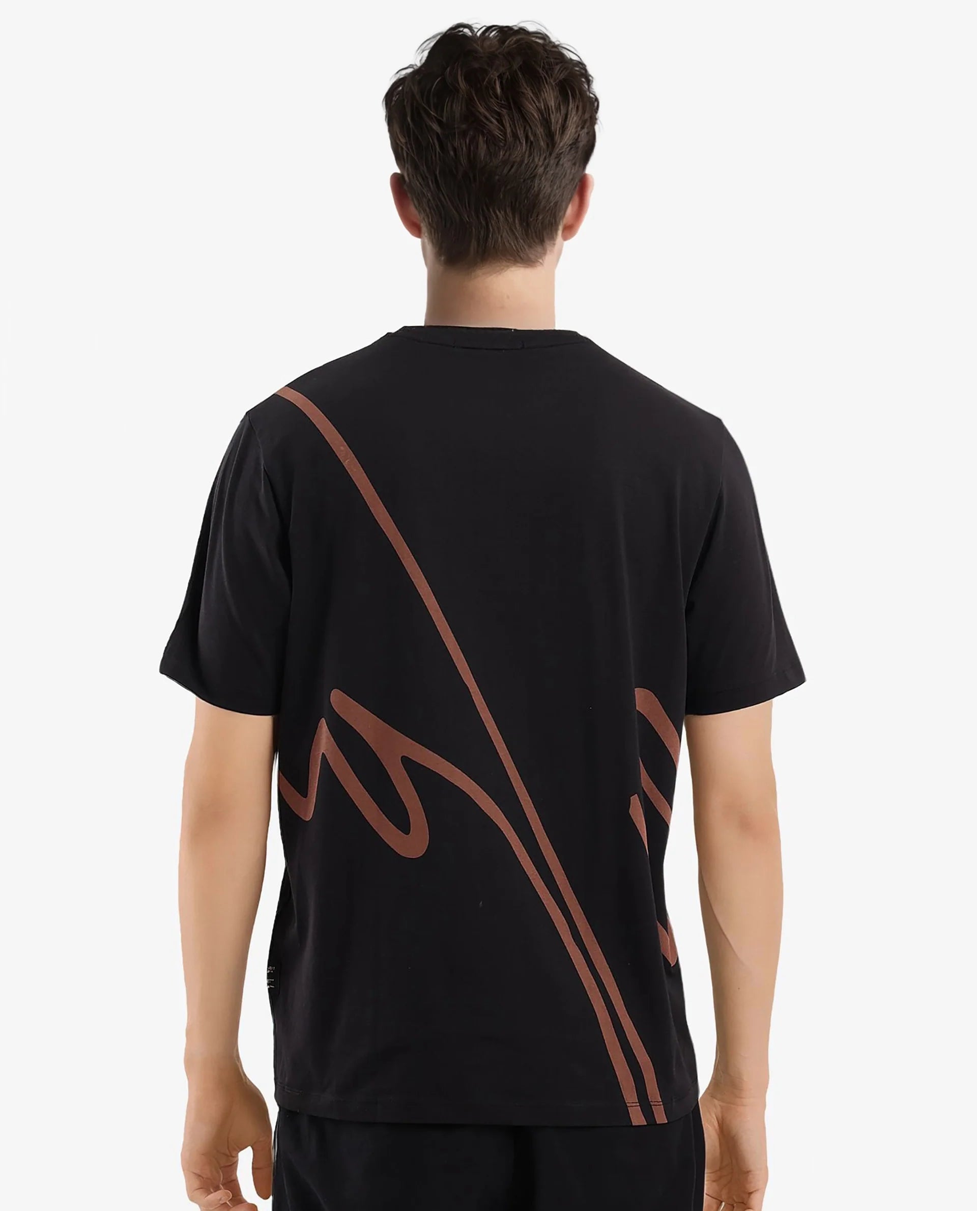 Rare Rabbit Men Chael Black Short Sleeve Crew Neck Graphic Print T-Shirt