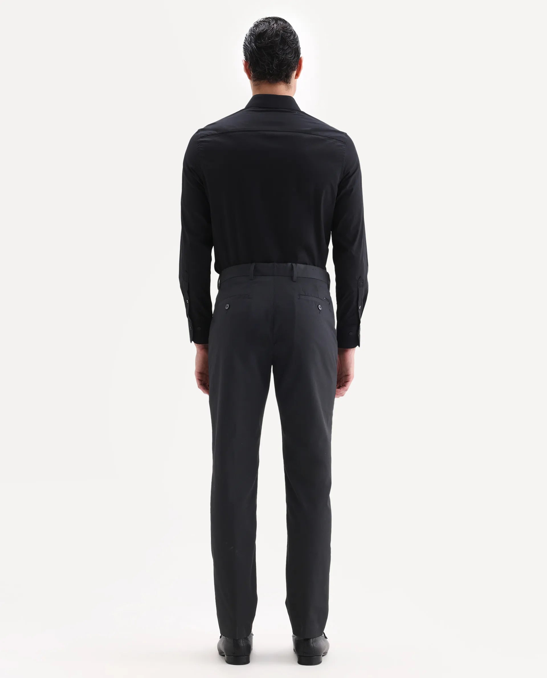 Rare Rabbit Men's Chamer Black Polyester Plain Regular Fit Trouser