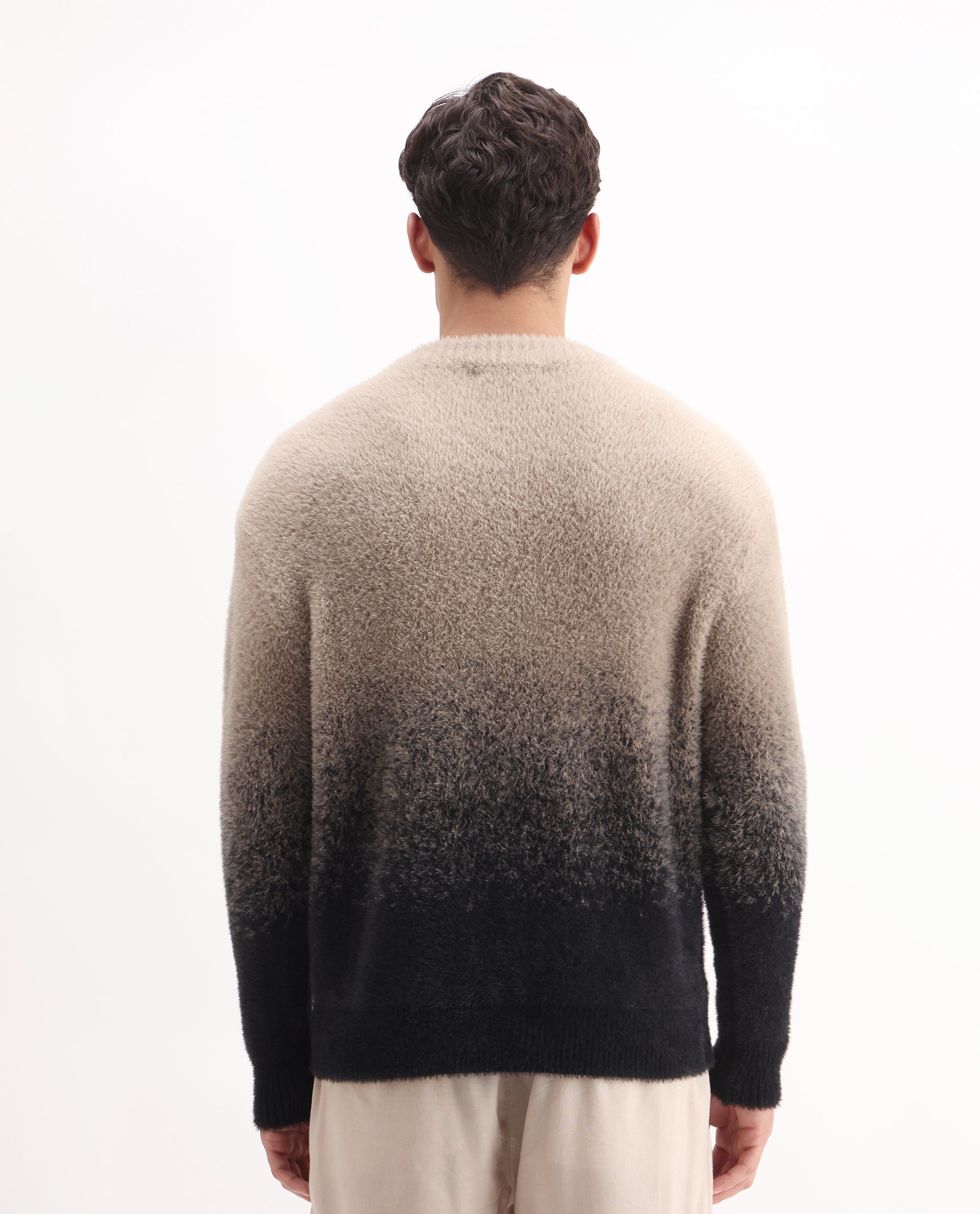 Rare Rabbit Men's Chervs Black Cotton Color Block Regular Fit Full Sleeve Crew Neck Sweater