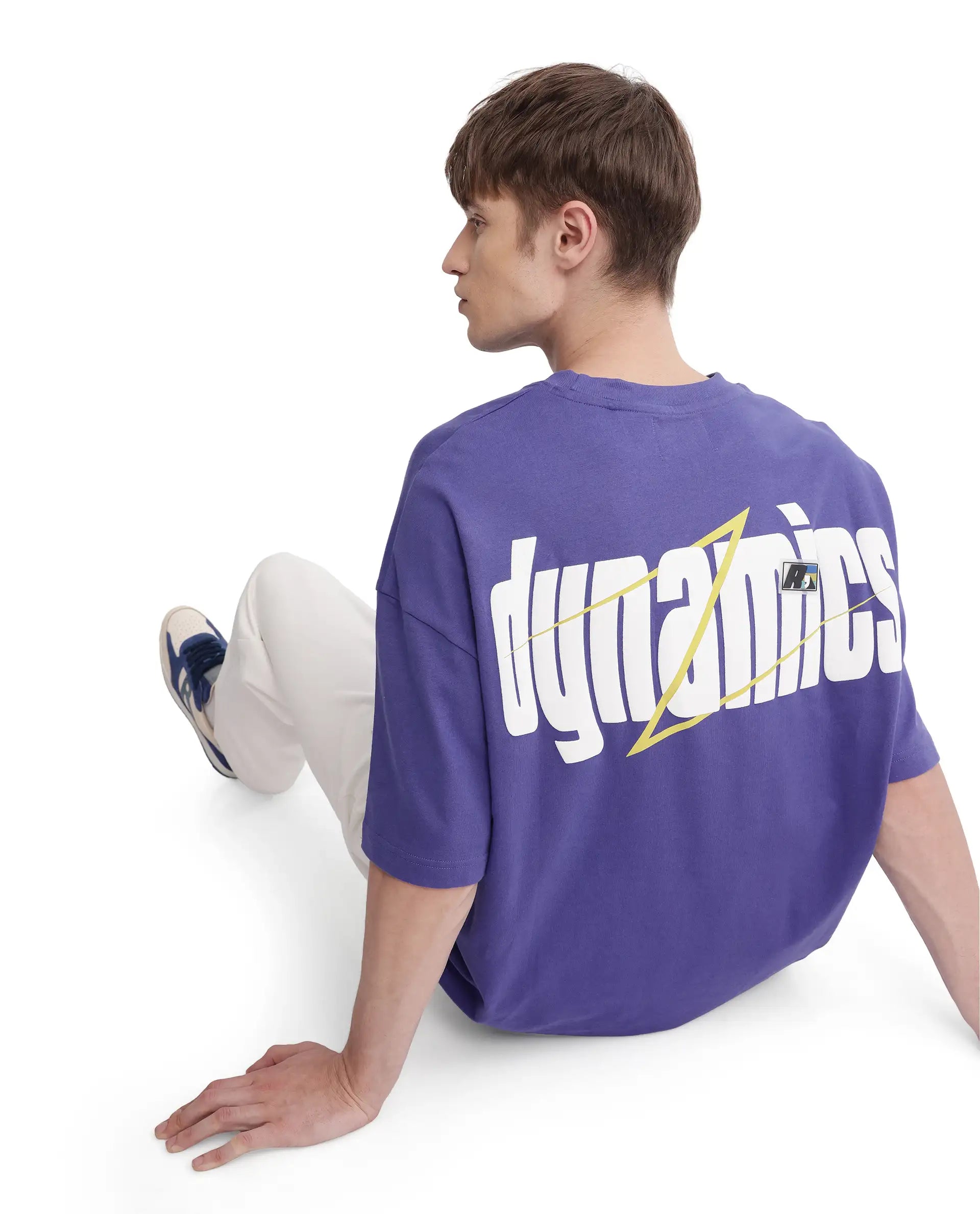 Rare Rabbit Men Chile Purple Cotton Fabric Short Sleeve Crew Neck Oversized Fit Graphic Print T-Shirt