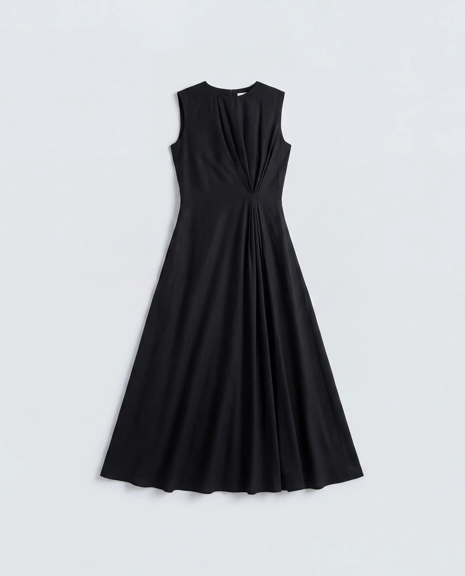 Rareism Women's Clasero Black Viscose Blend Sleeveless A-Line Plain Dress